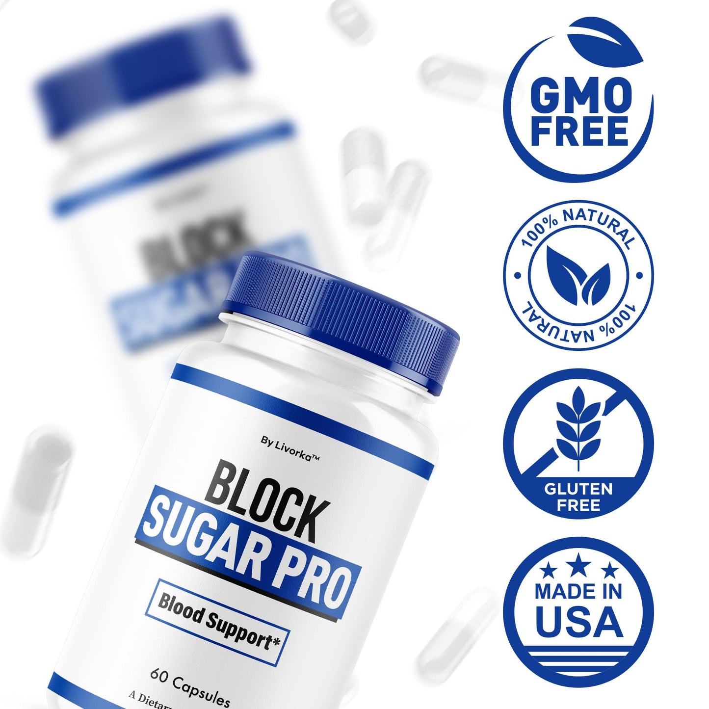 LIVORKA Block Sugar Pro Capsules, 300 Capsules