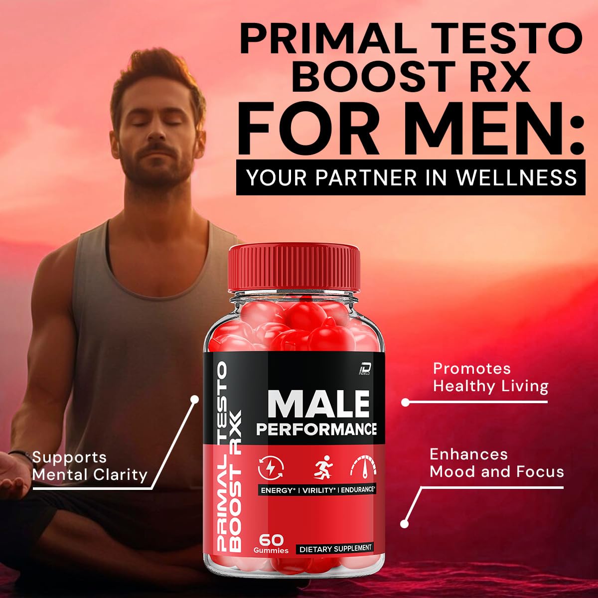 Indelo Primal Testo Boost RX ACV Gummies, 60 Gummies