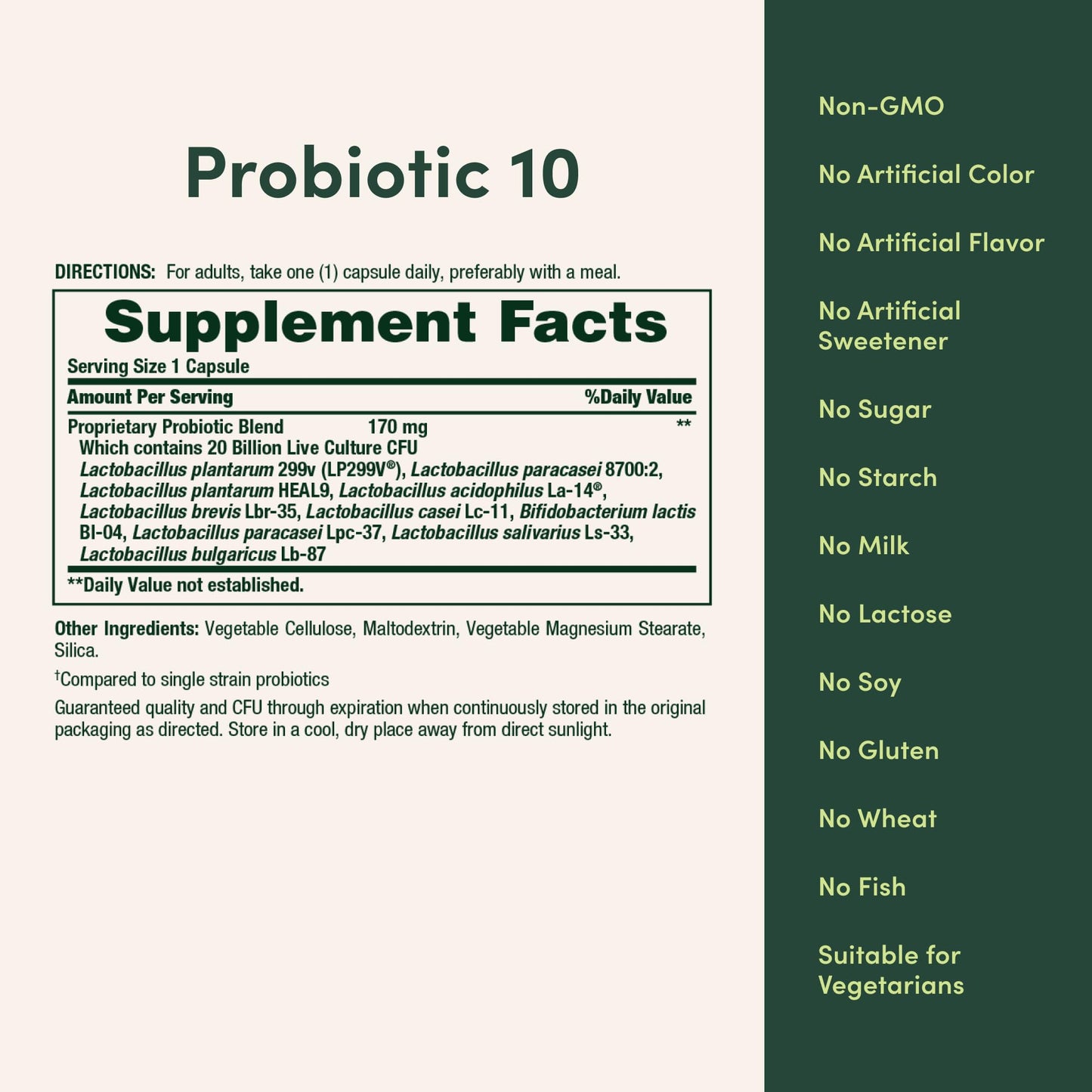 Nature's Bounty Probiotic 10 Daily Probiotic Supplement for Digestive, Immune, and Upper Respiratory Support Ultra Strength, 30 Capsules