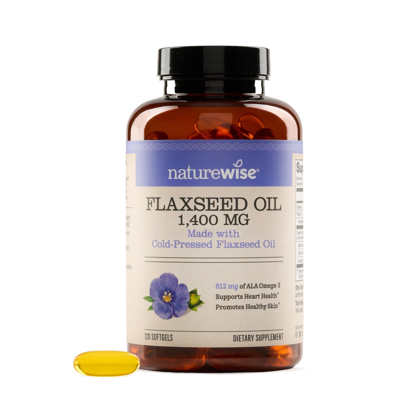NatureWise Flaxseed Oil 1400 mg Softgels, 120 Count