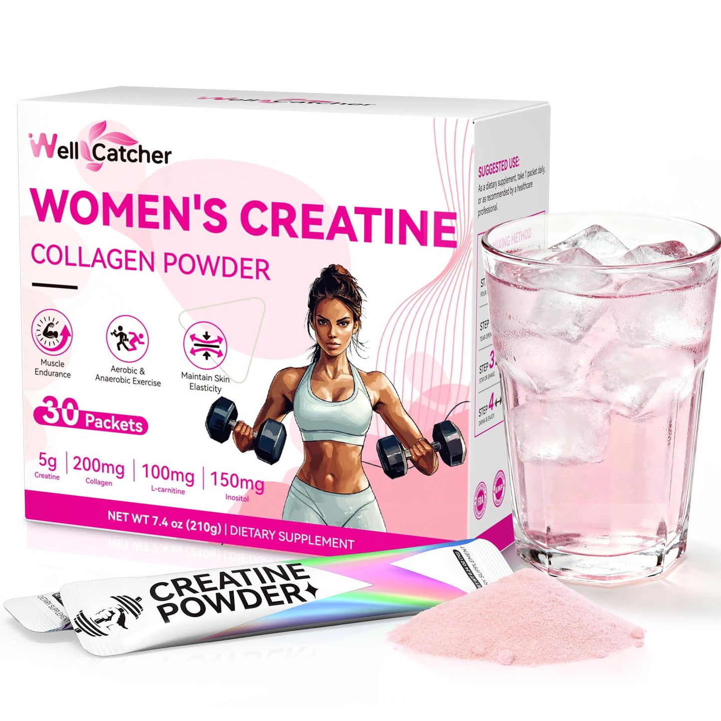 Wellcatcher Creatine Monohydrate Powder 7.4 Ounce