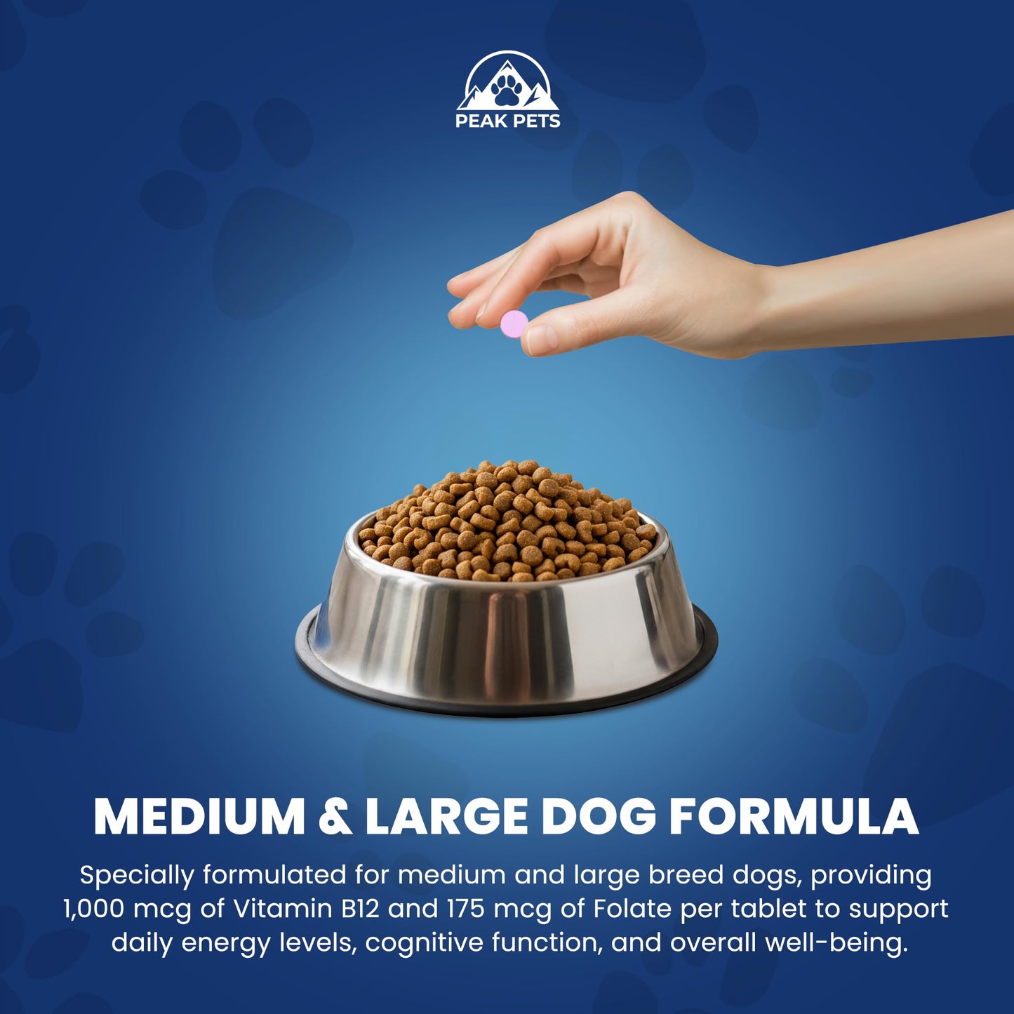Peak Pets Vitamin B12 Supplement for Medium & Large Dogs Tablet 120 Count