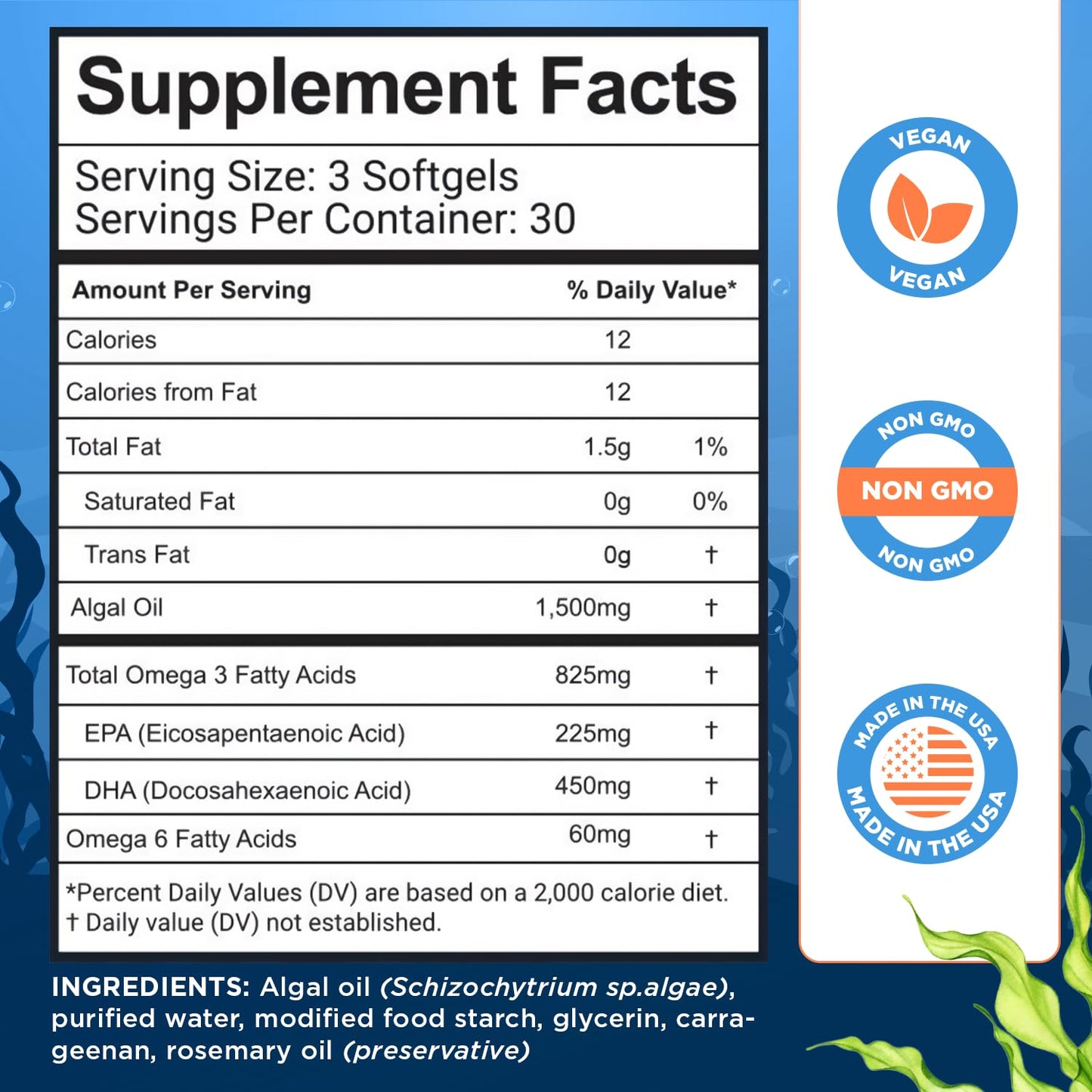 selfevolve Algae Omega 3 1,500mg - Vegan Supplement with Patented Life's Omega 3 - High Dose EPA & DHA - Better Than Fish Oil - Supports Heart, Brain, Joint Health - 90 Capsules