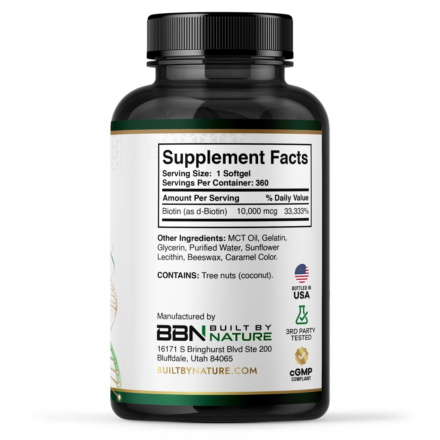 Built by Nature Biotin 10,000 mcg for Hair Growth Women, 360 Softgels