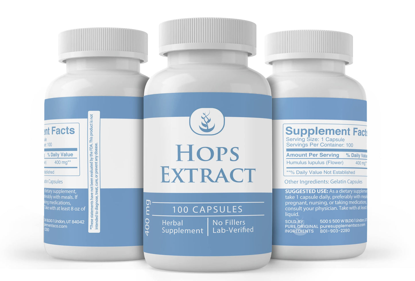 PURE ORIGINAL INGREDIENTS Hops Extract 200 Capsules