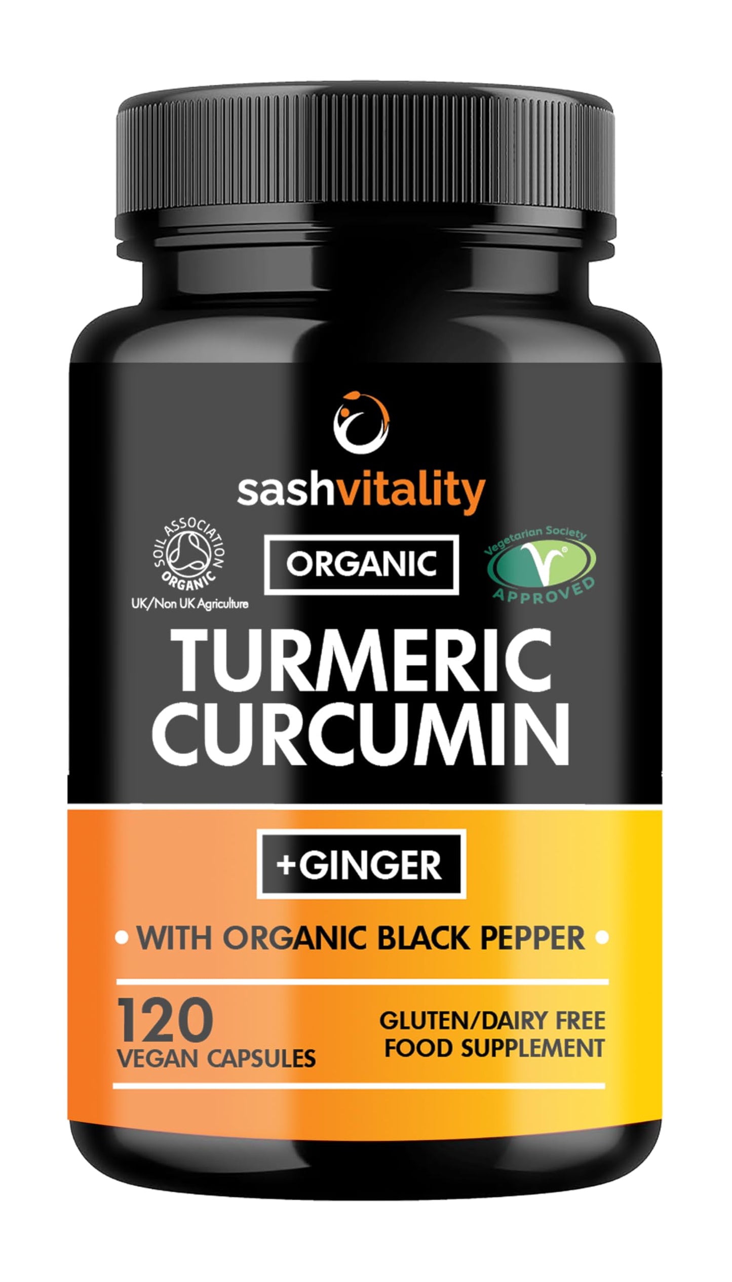 SASH Vitality Turmeric Curcumin 2130mg with Organic Black Pepper Vegan Capsules 120 Count