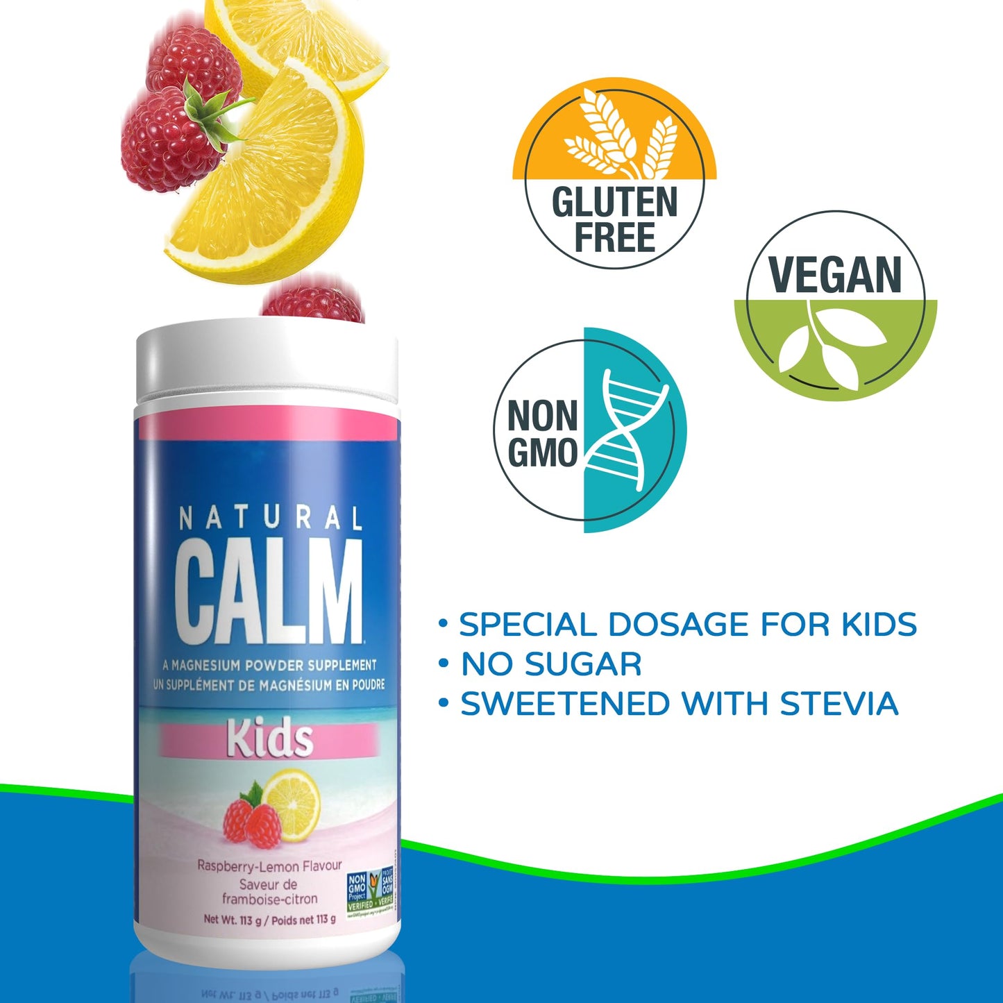 Natural Calm Magnesium Citrate Powder Kids Calm, 3.99 Ounce