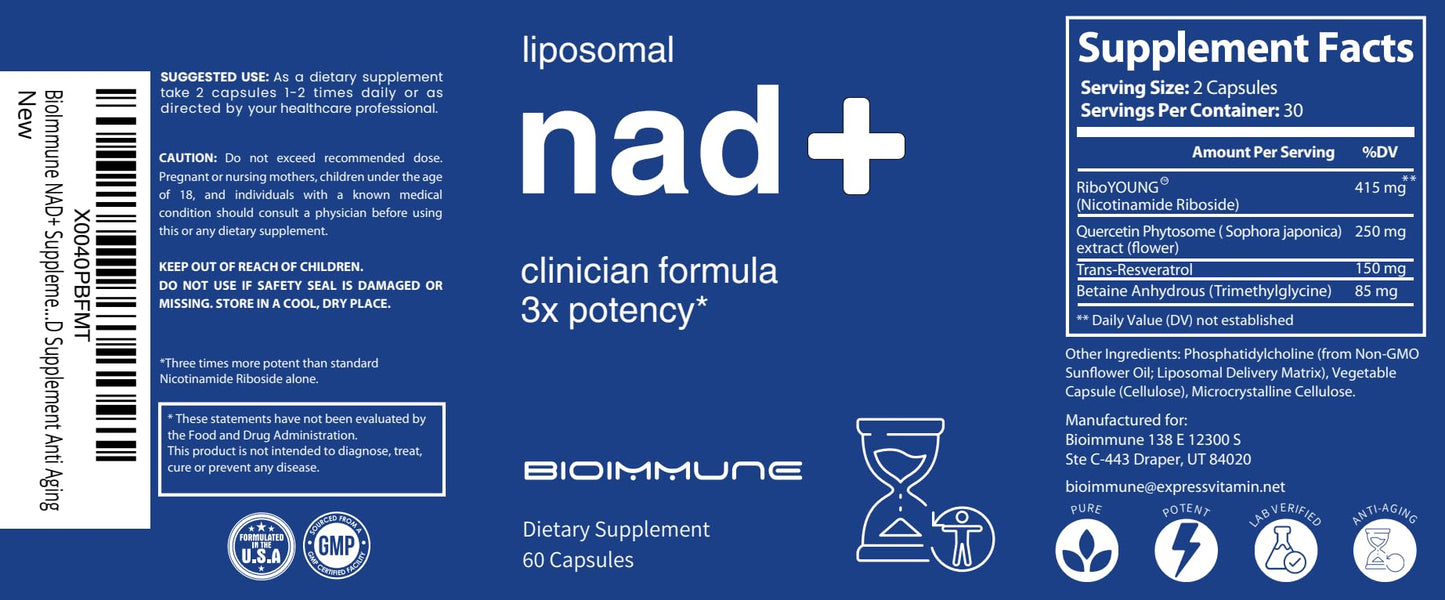 BioImmune NAD+ Supplement Capsule 60 Count