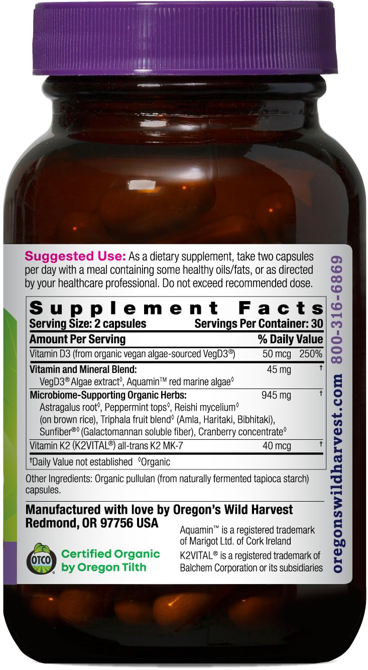 Oregon’s Wild Harvest Vitamin D3 & K2 Capsules, 60 Count