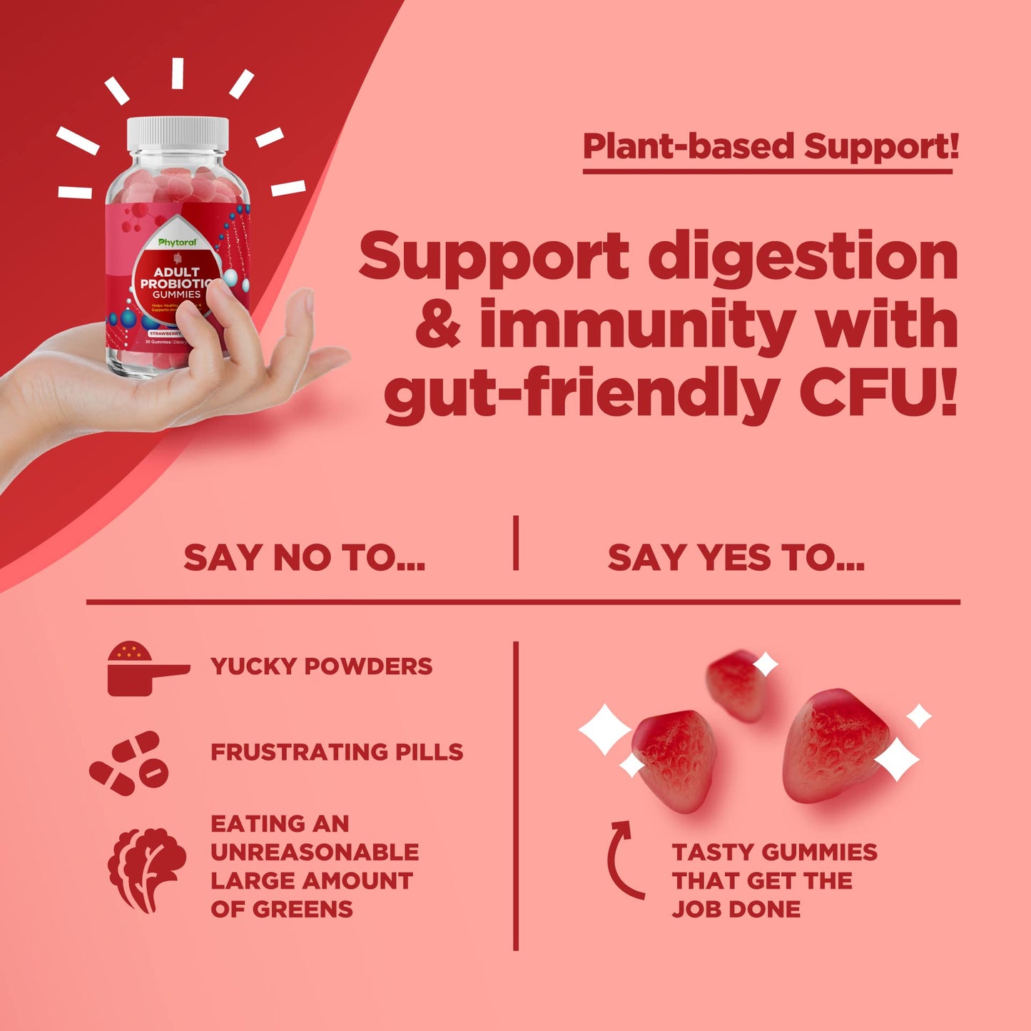 Phytoral Healthy Gut Probiotic Gummies 30 Count
