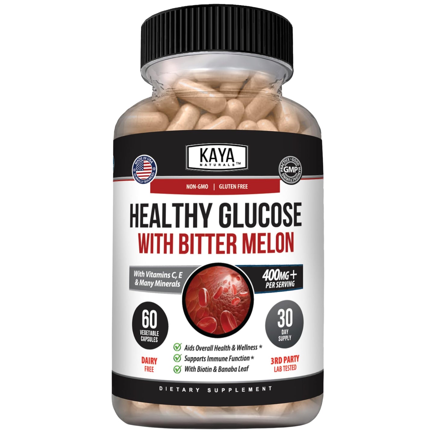 Kaya Naturals Healthy Gluco With Bittermelon Alpha Lipoic Acid Supplement, Capsule, 30 Count