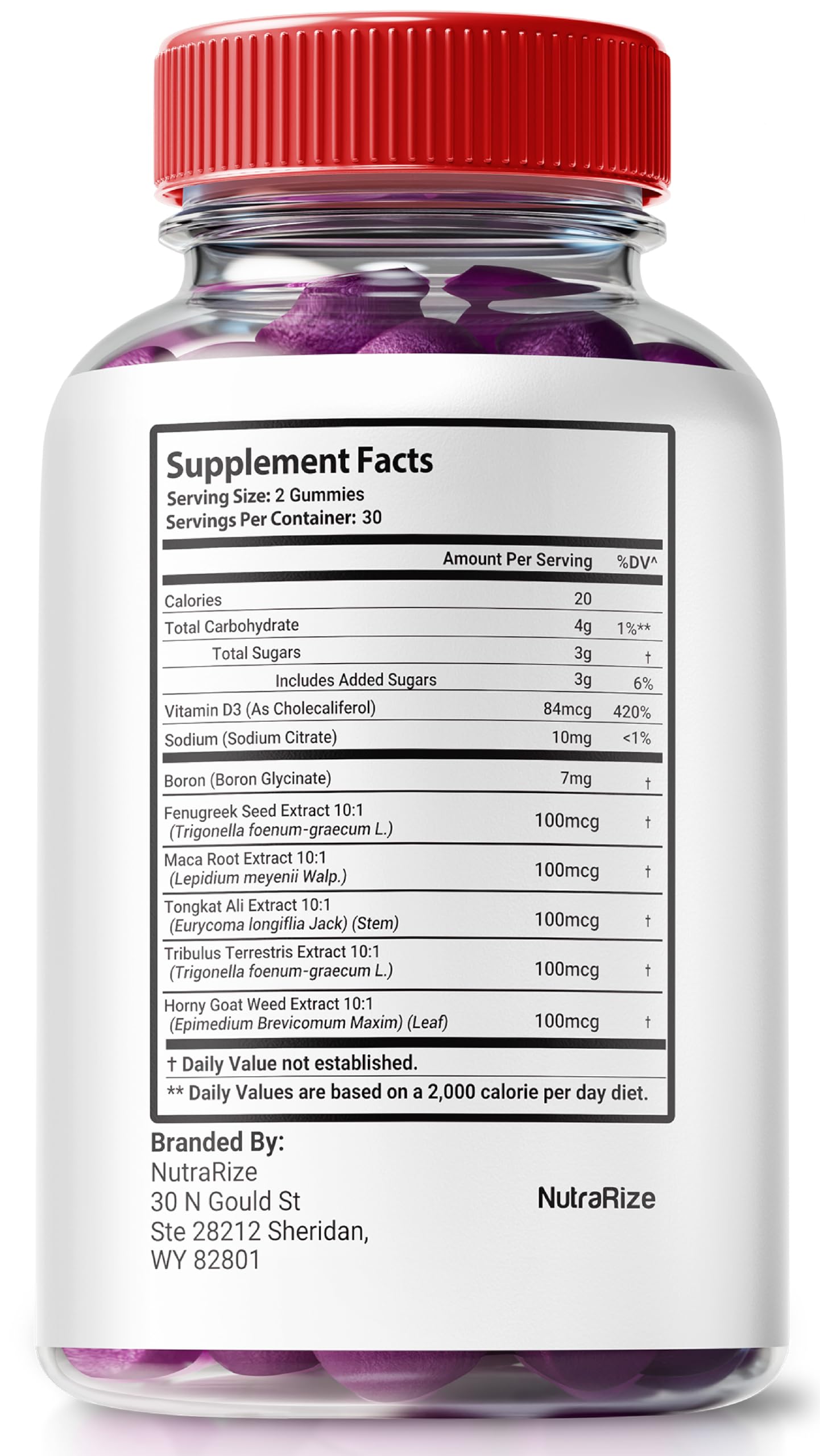 NutraRize Vital Grow XL Testo Gummies for Men, 120 Gummies