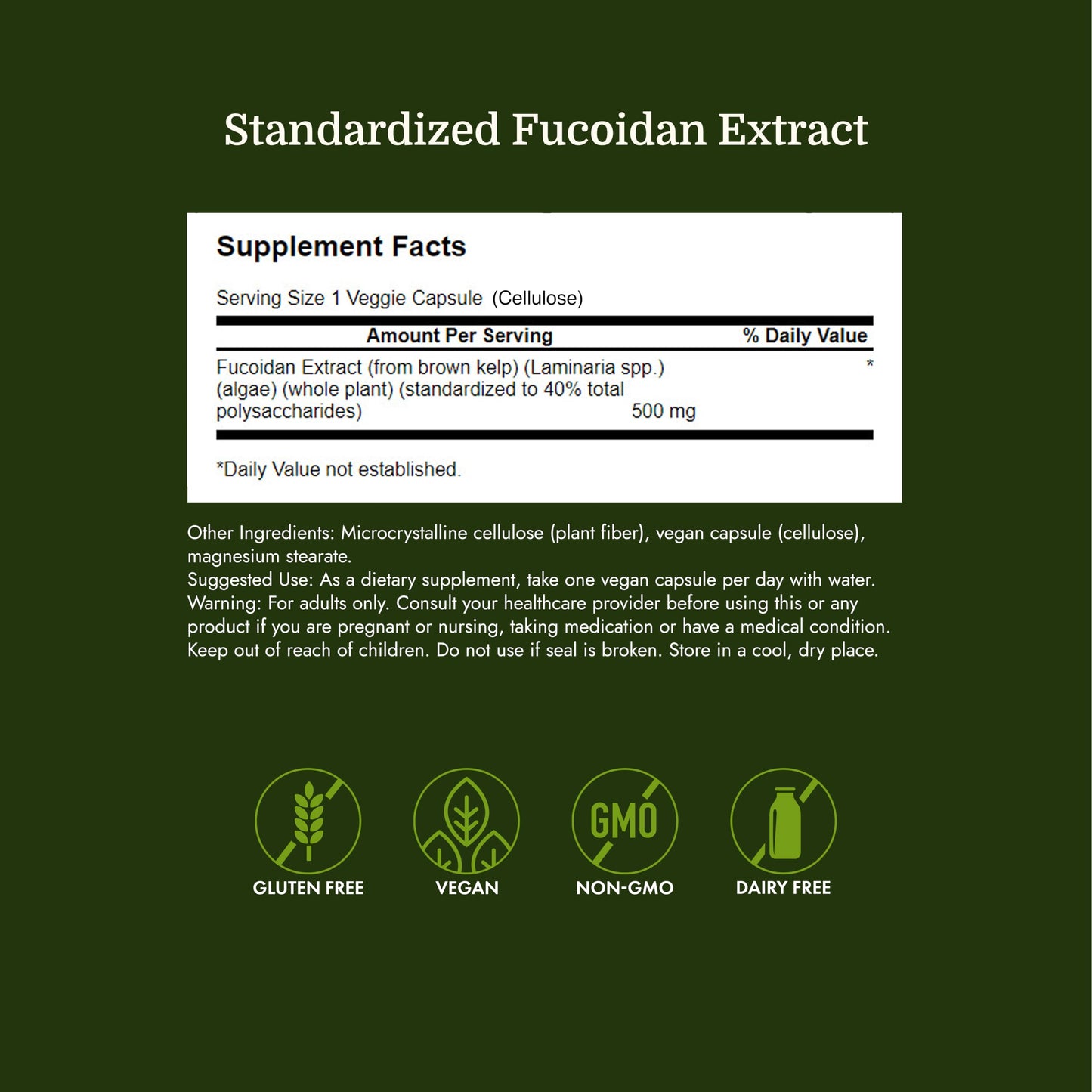 Swanson Maximum Strength Fucoidan Extract Immune Support Supplement - 500 mg (60 Vegan Capsules)