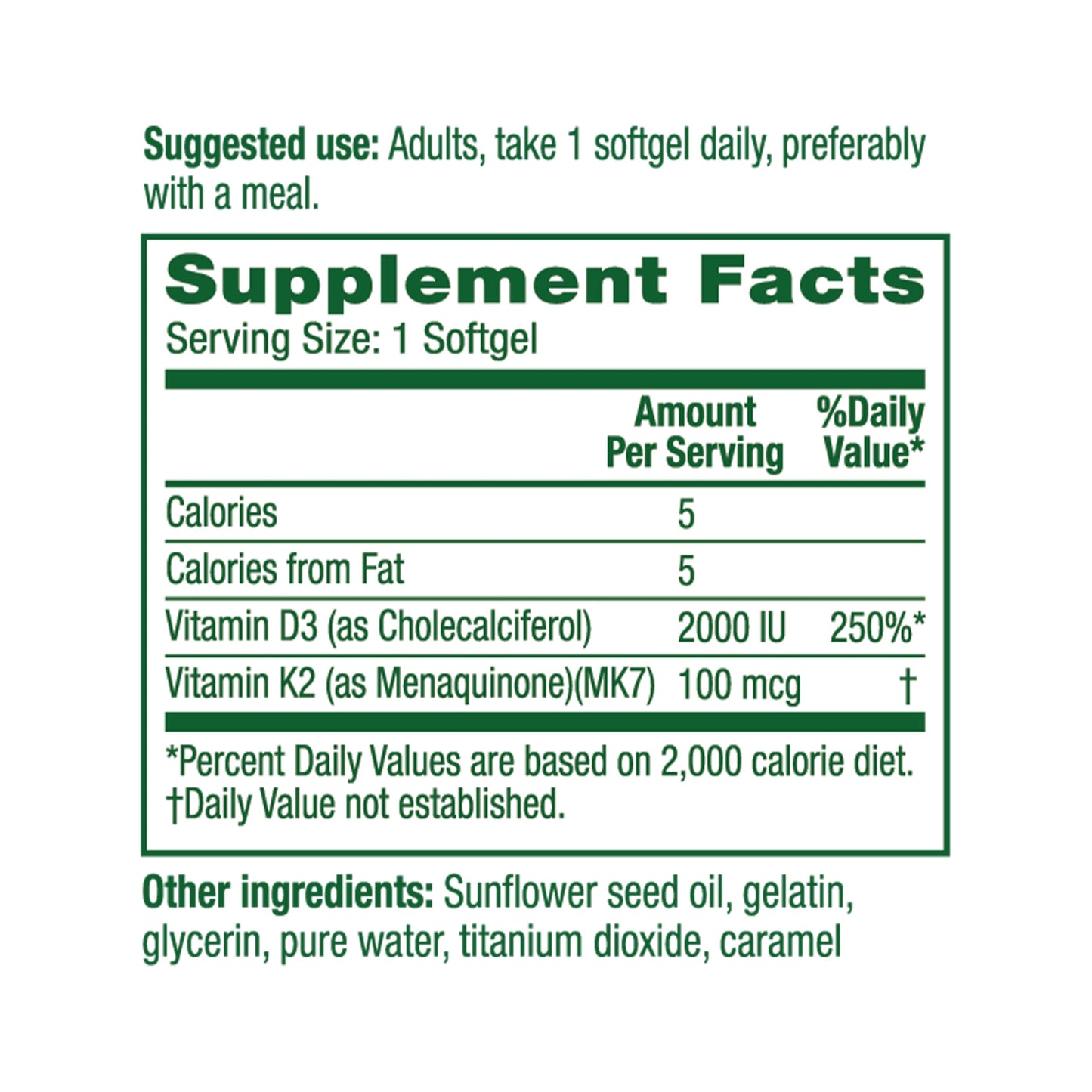 HealthA2Z Vitamin D3 (2,000 IU) + K2 (100mcg) Softgels 360