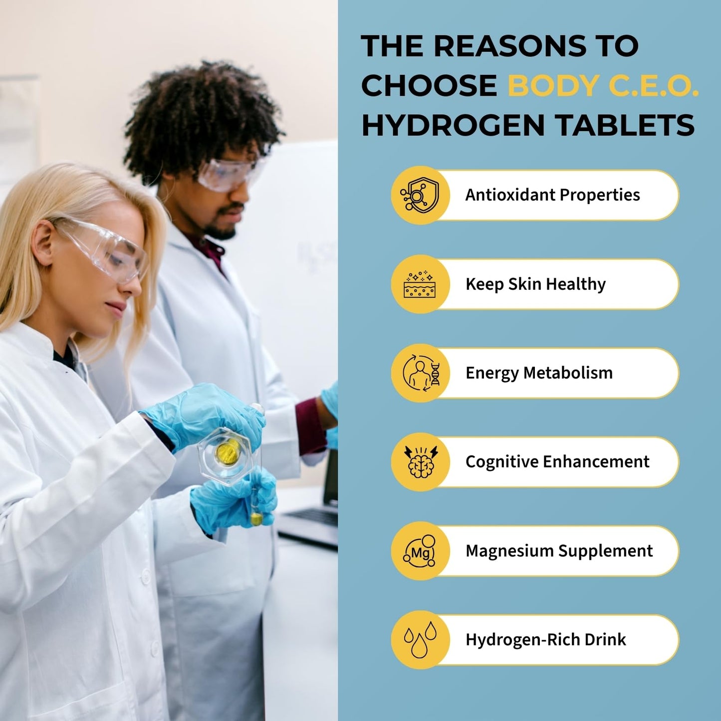 BODY C.E.O. EXECUTIVE OF SUPPLEMENTS Hydrogen Water Tablets with Magnesium Tablet 90 Count