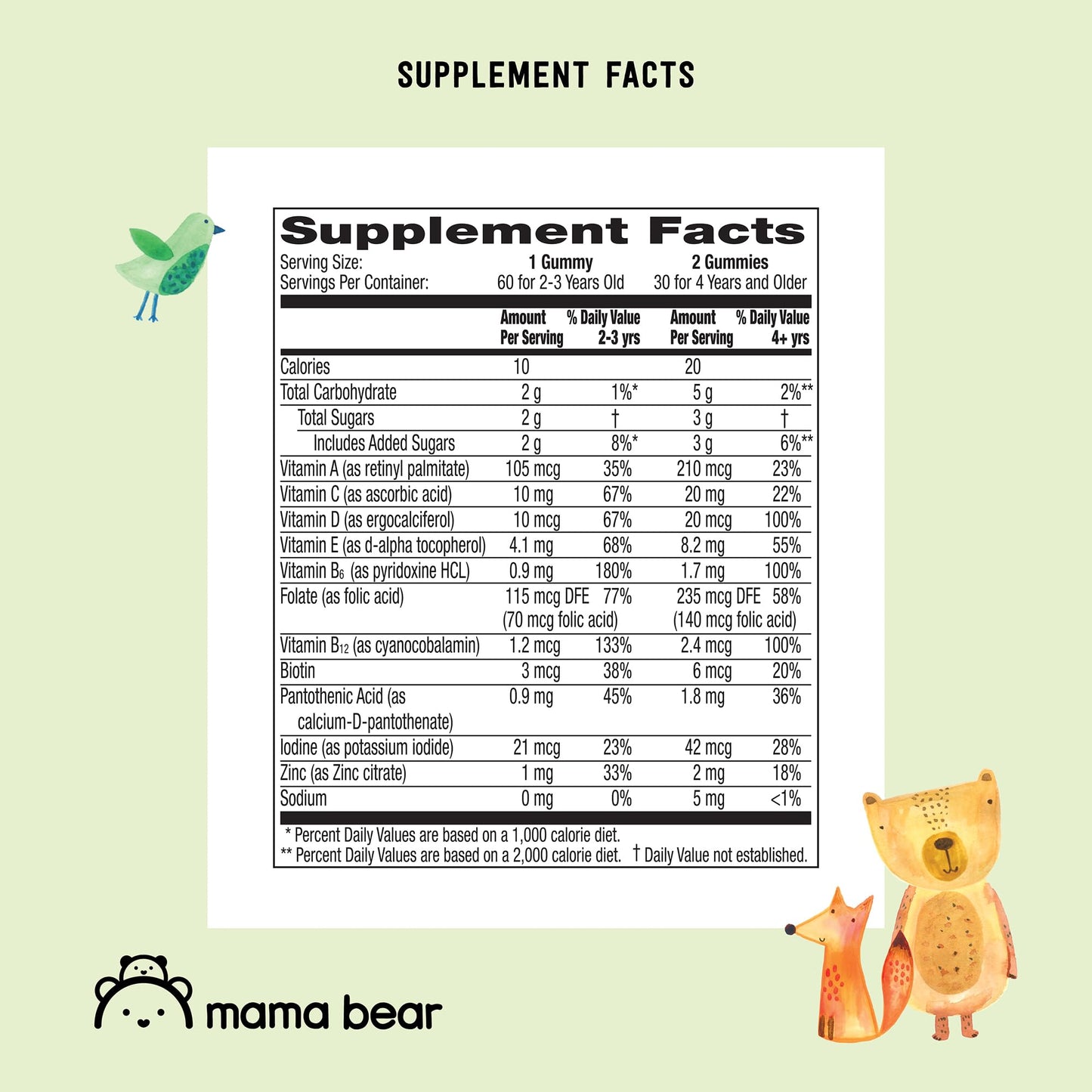 Mama Bear Organic Kids Multivitamin Gummies, 120 Count