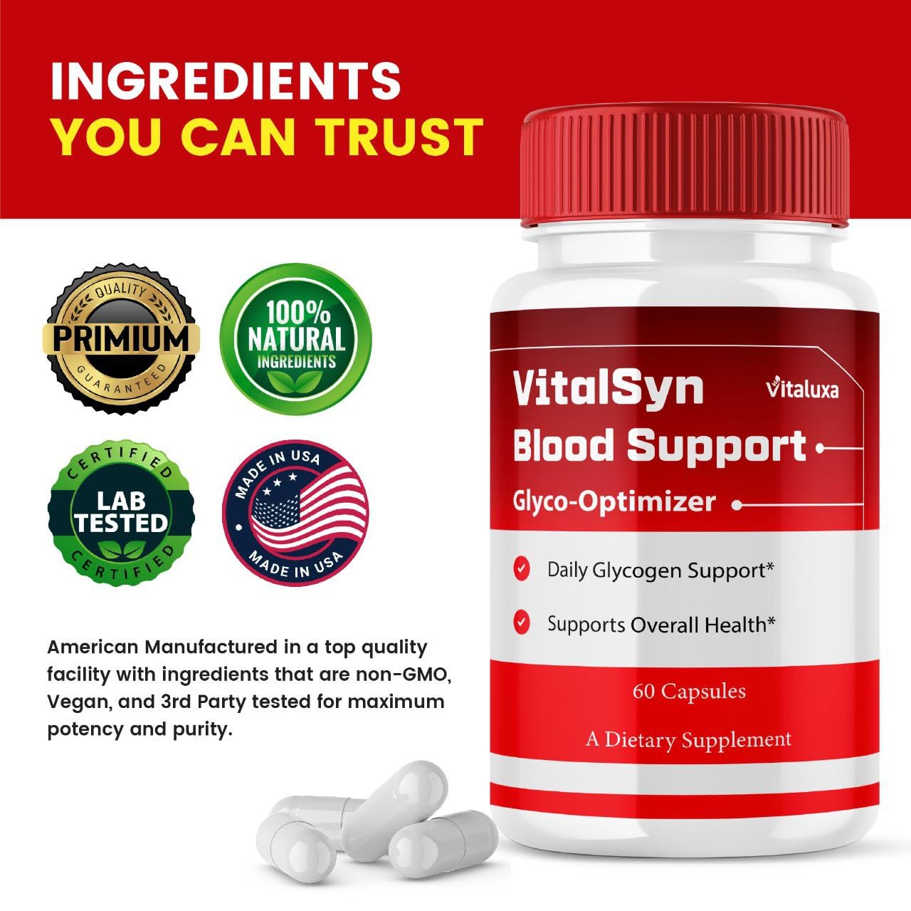 Vitaluxa Vitalsyn Blood Support Glyco Optimizer Capsules, 120 Count