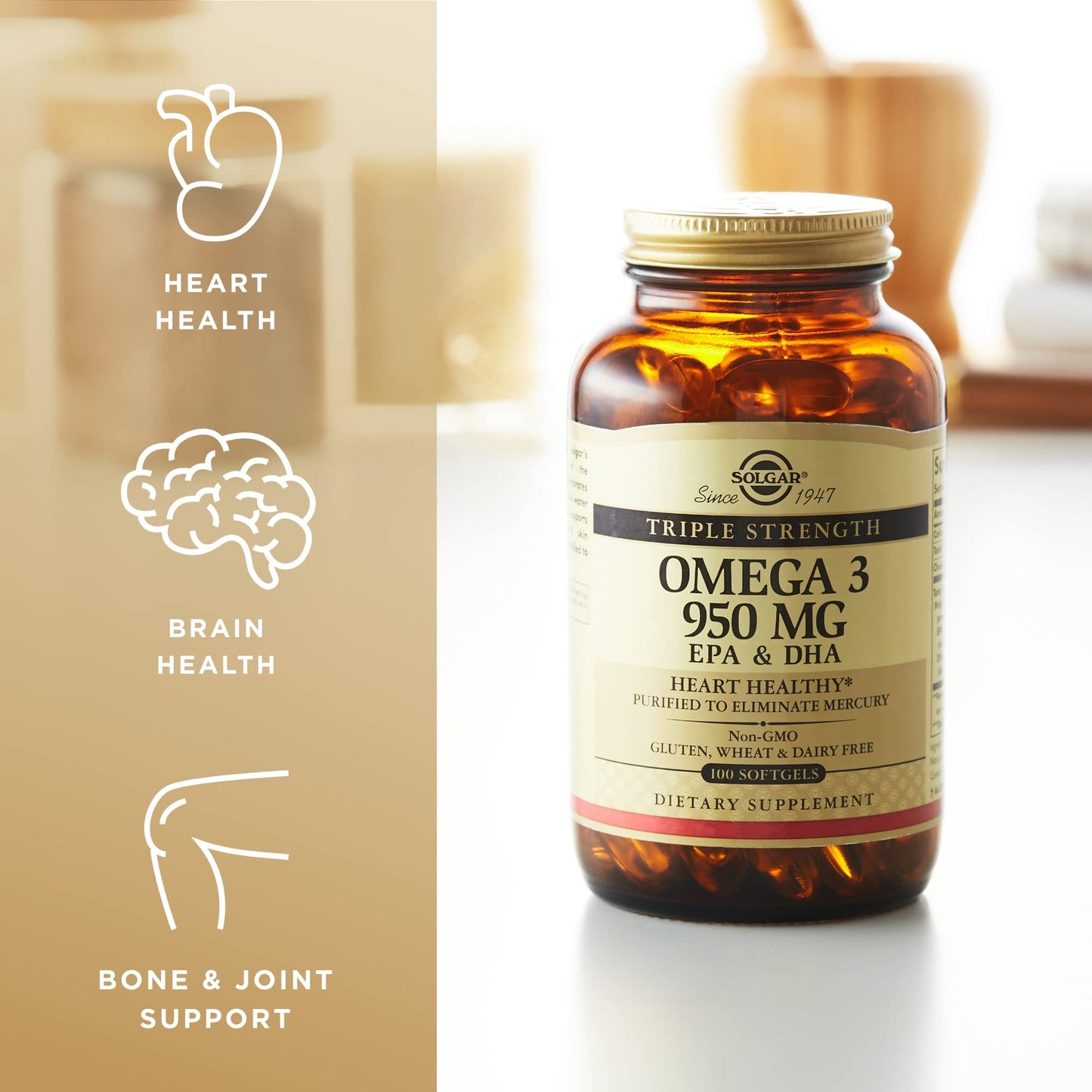 Solgar Triple Strength Omega-3 950 mg Softgels, 300 Total Servings