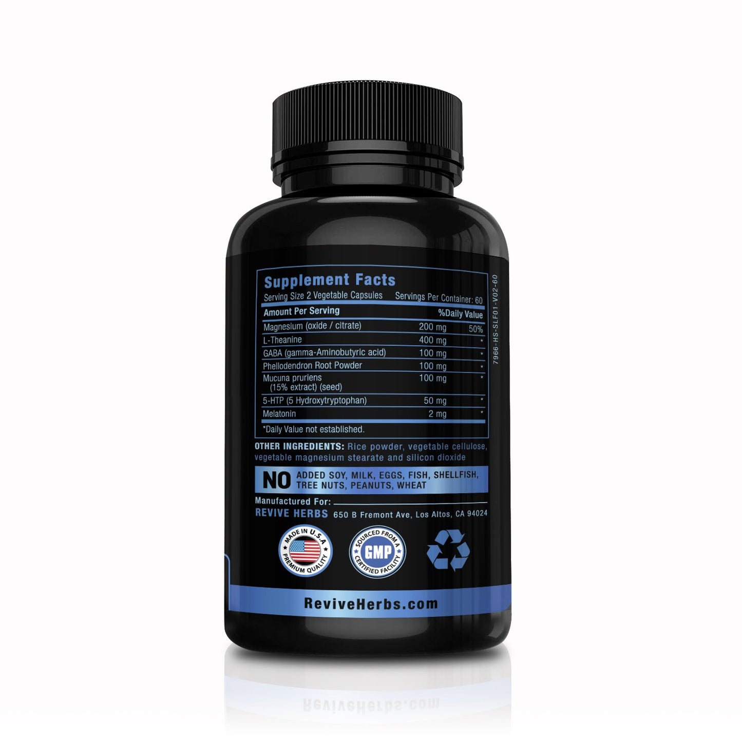 Revive Herbs Melatonin, GABA, L-Theanine 60 Capsules