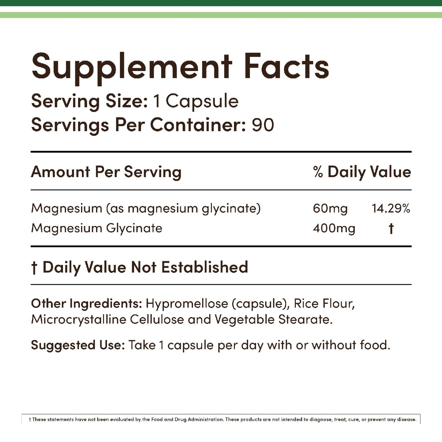 Double Wood Supplements Magnesium Glycinate 400mg Capsules 90 Count