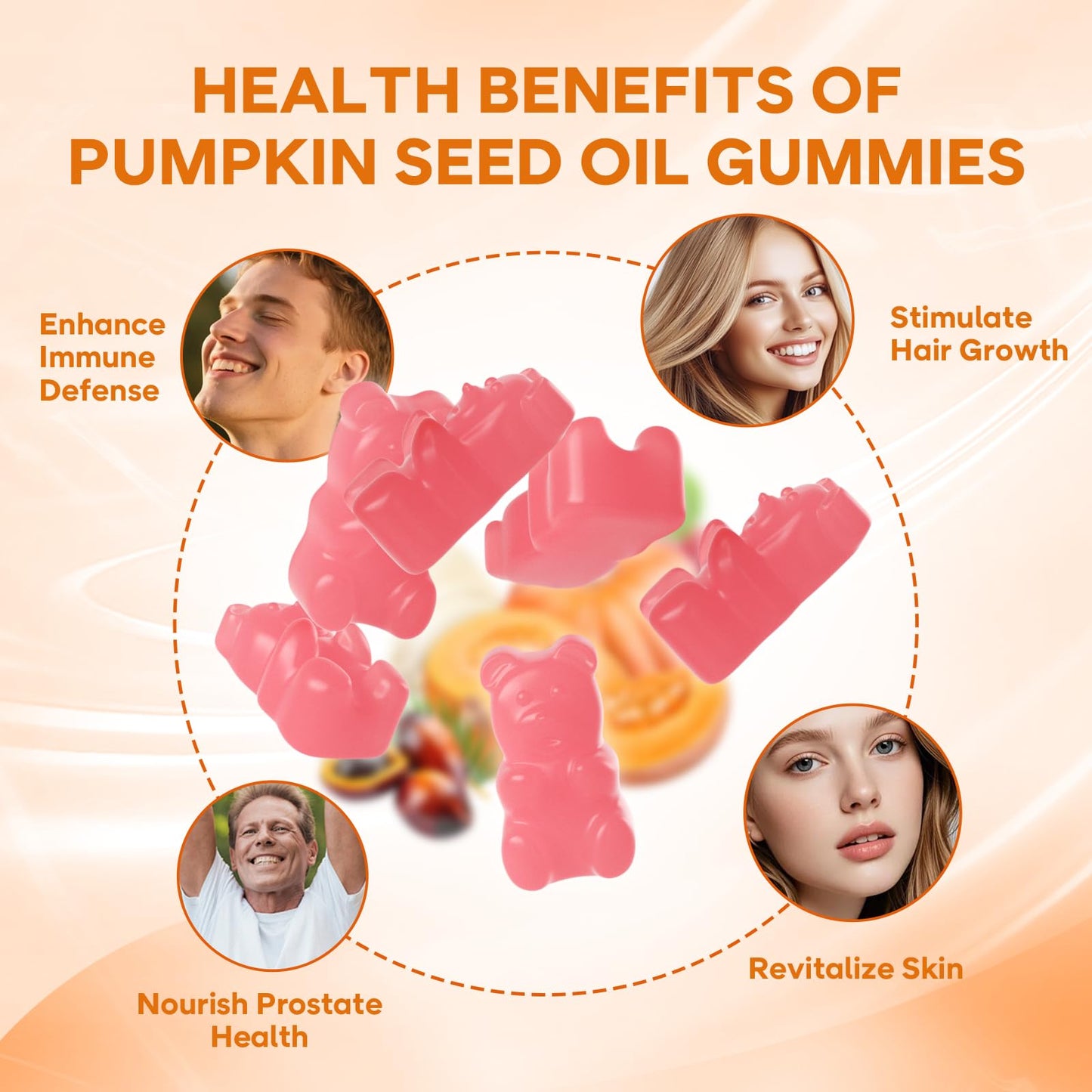 BVIVLOO Pumpkin Seed Oil Gummies with Saw Palmetto, 60 Count