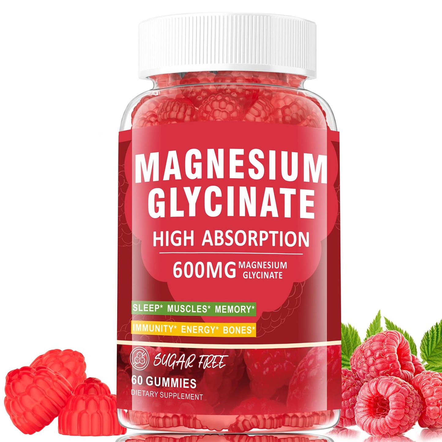 AEQNJV Magnesium Glycinate Gummies 600mg 60 Count