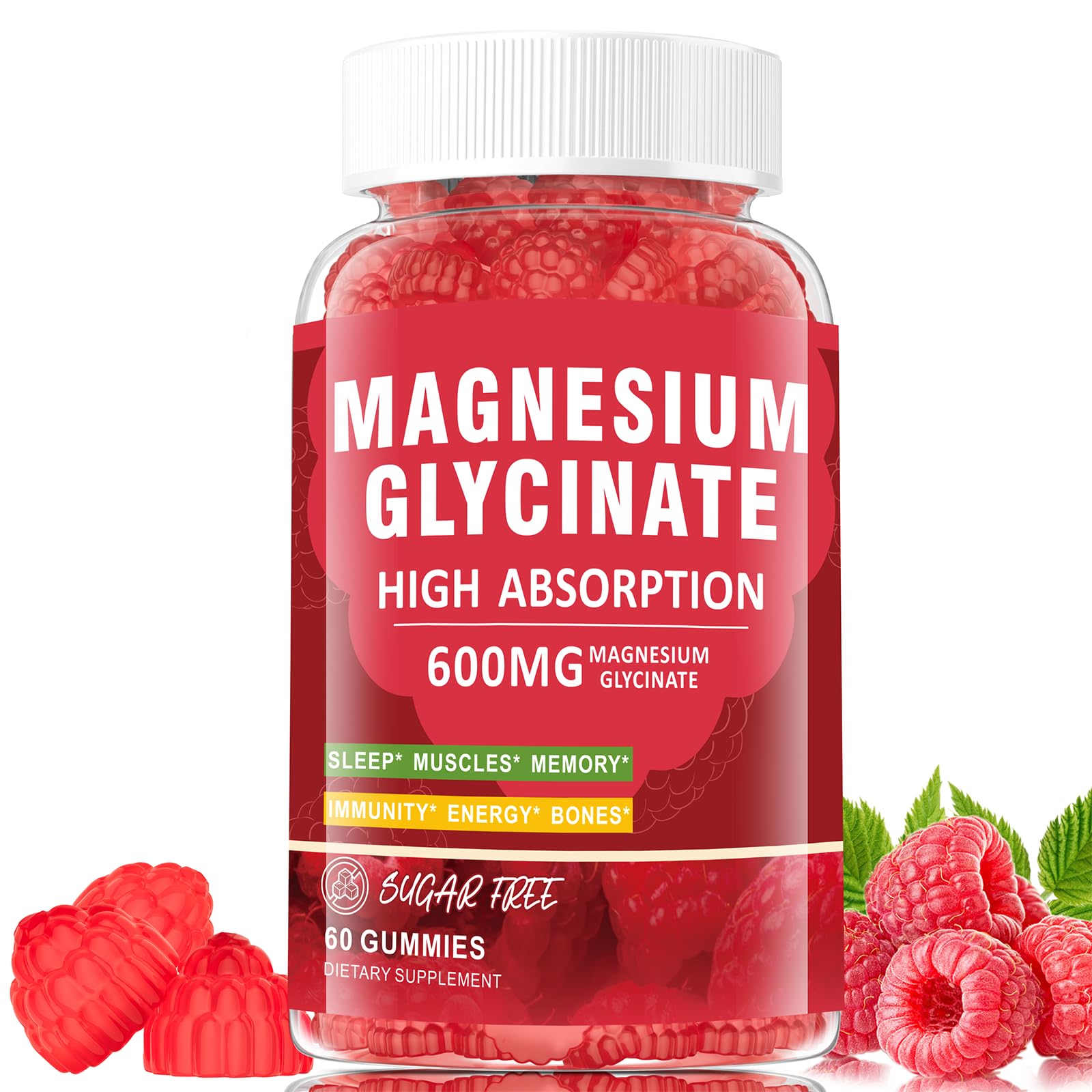AEQNJV Magnesium Glycinate Gummies 600mg 60 Count
