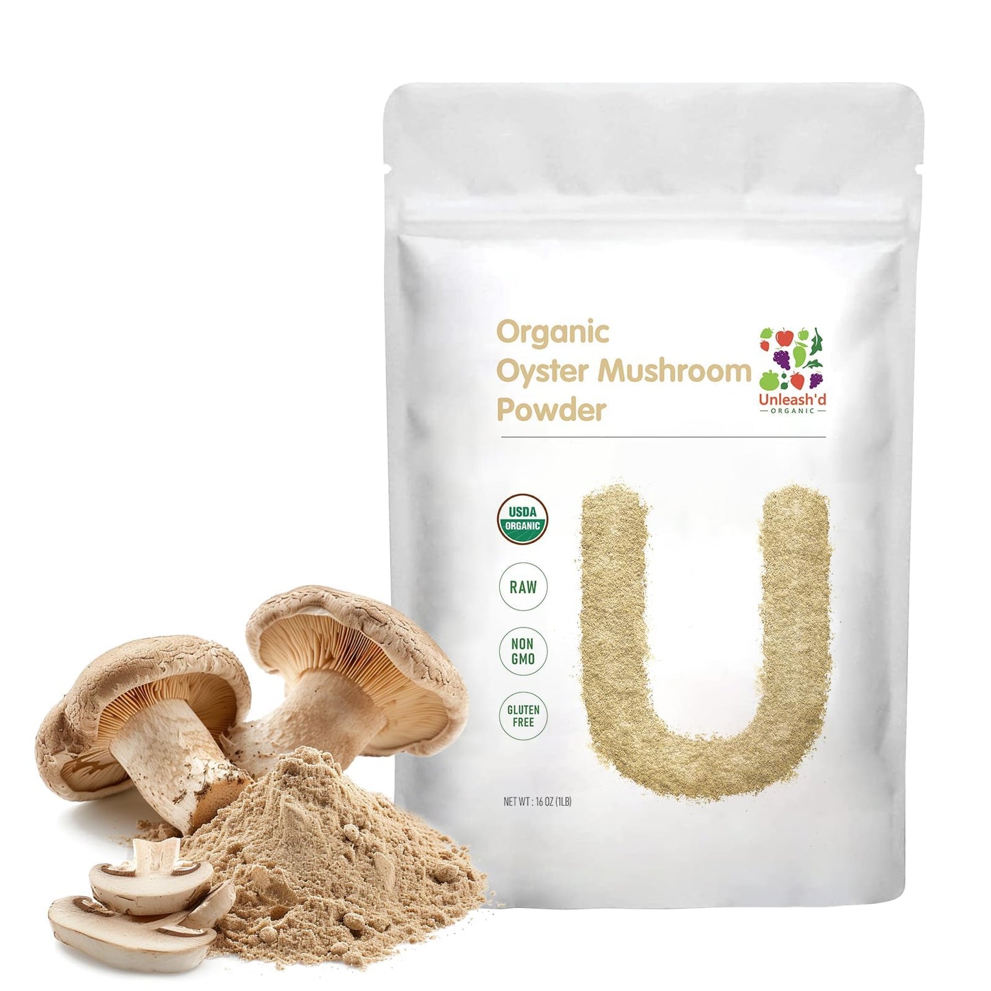 UNLEASH'D ORGANIC Oyster Mushroom Powder 16 oz