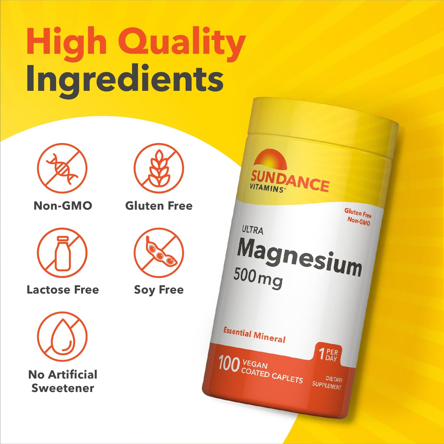 Sundance Magnesium Oxide 500mg Caplets, 100 Count