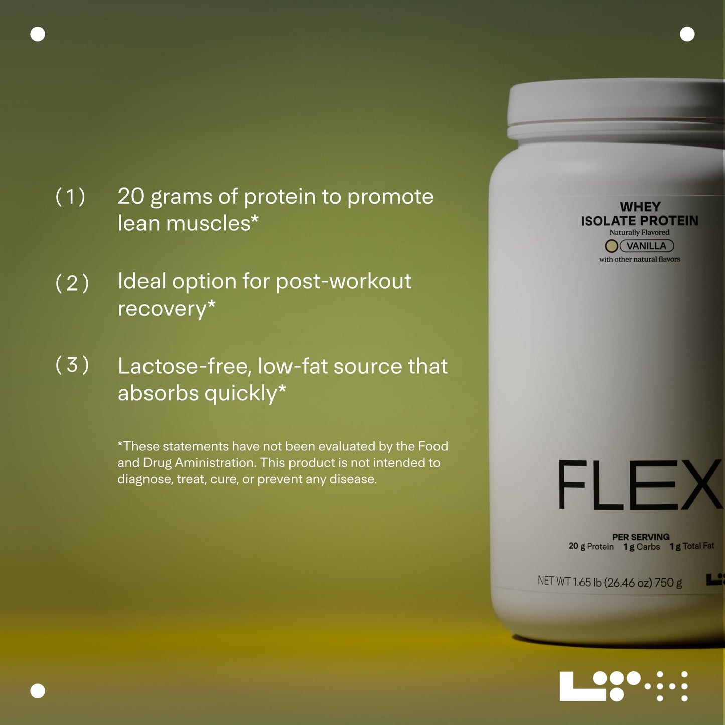 LTH Flex Whey Protein Isolate Powder, Vanilla, 1.65 lb