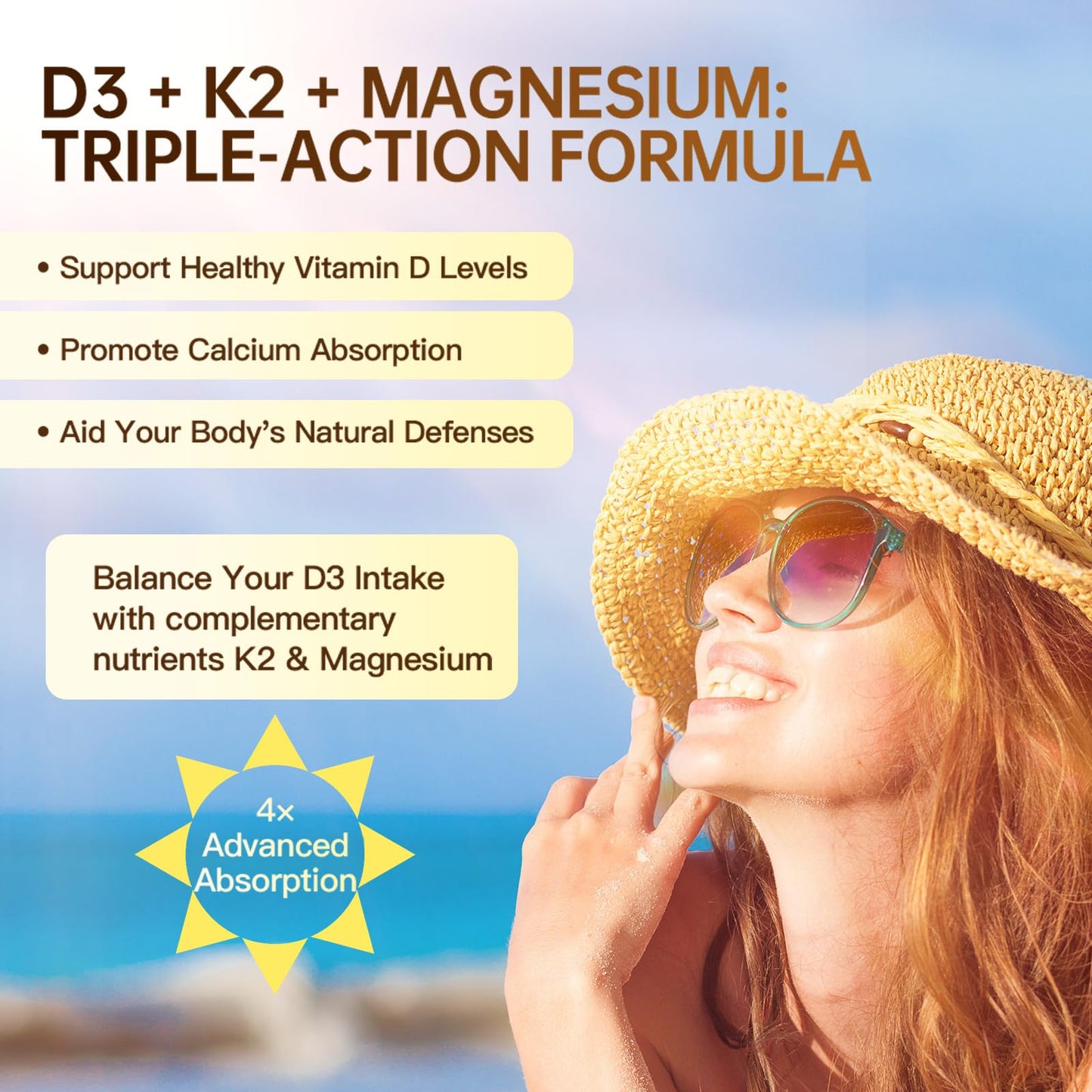DR.AUSTIN Liposomal Vitamin D3 5000IU with K2 & Magnesium, 30 Capsules