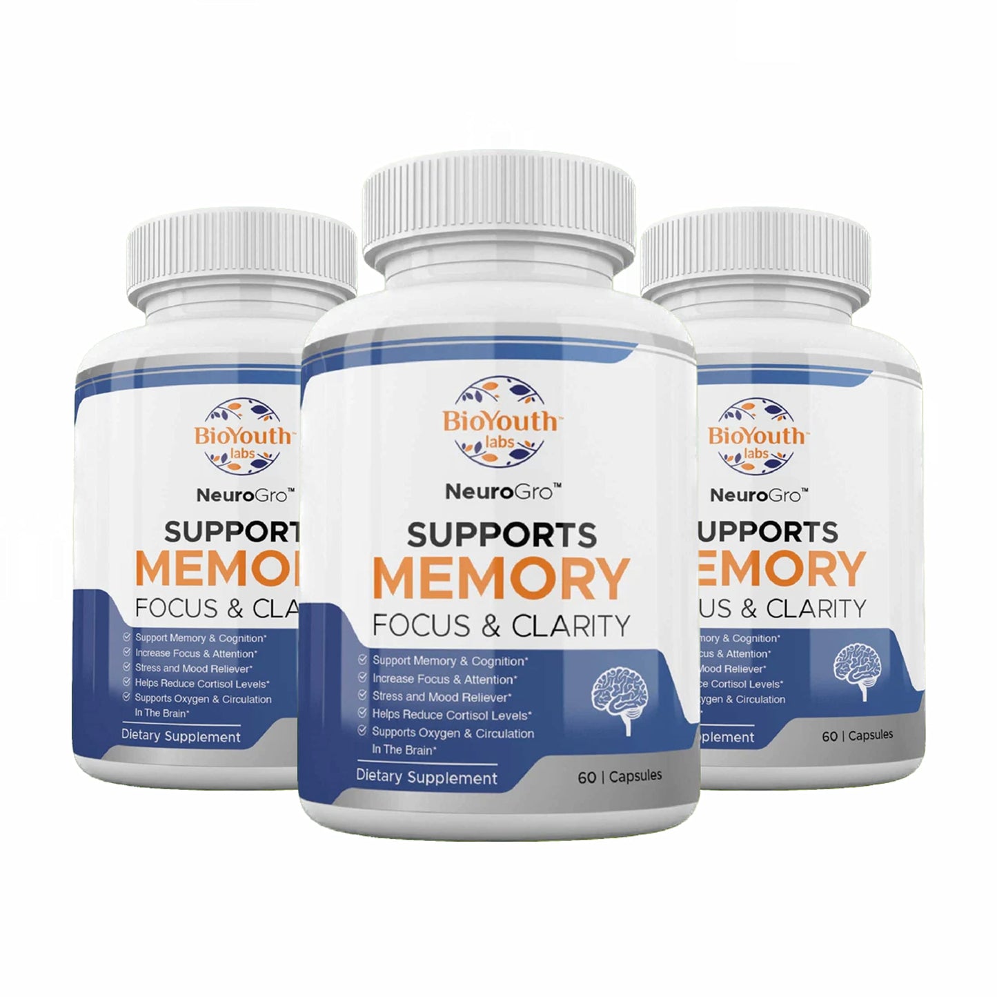 BioYouth Brain Health Supplements Capsules, 180 Count