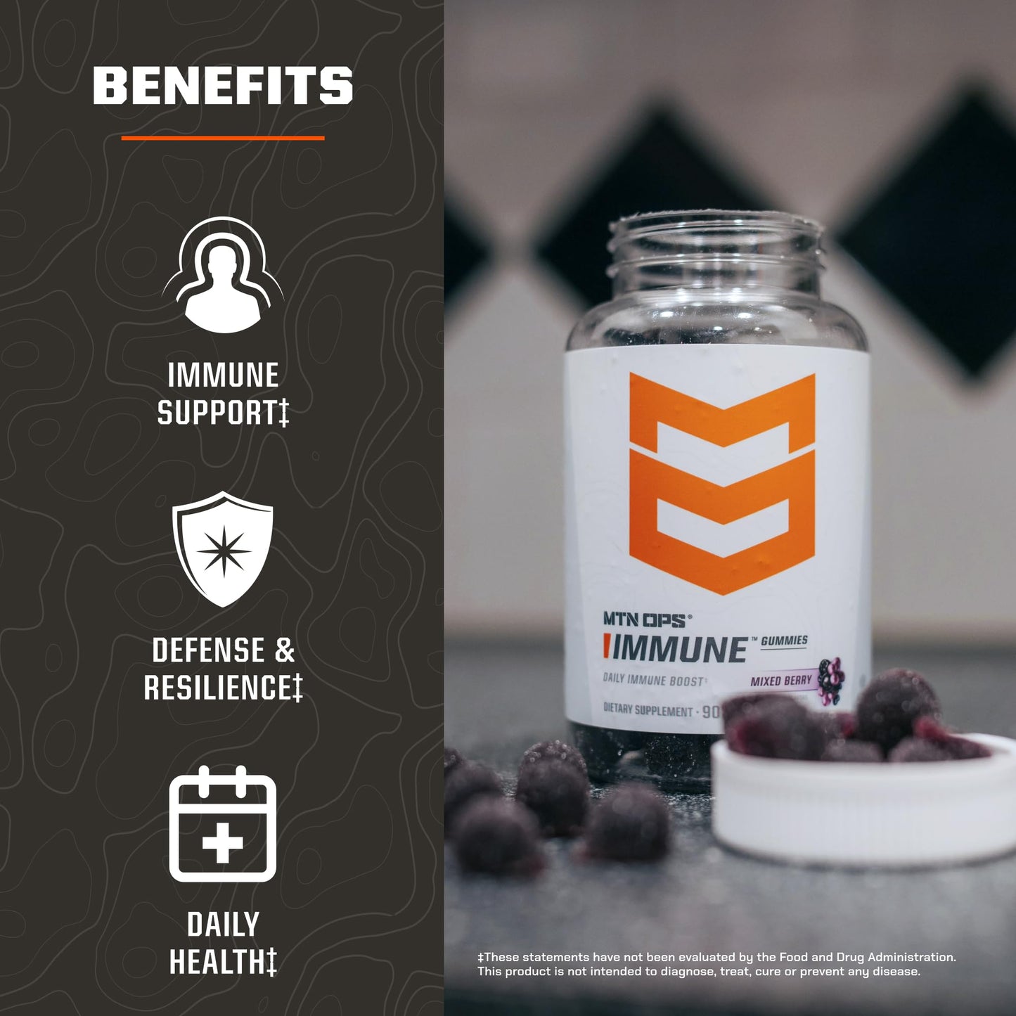 MTN OPS Immune Support with Elderberry Gummy 90 Count