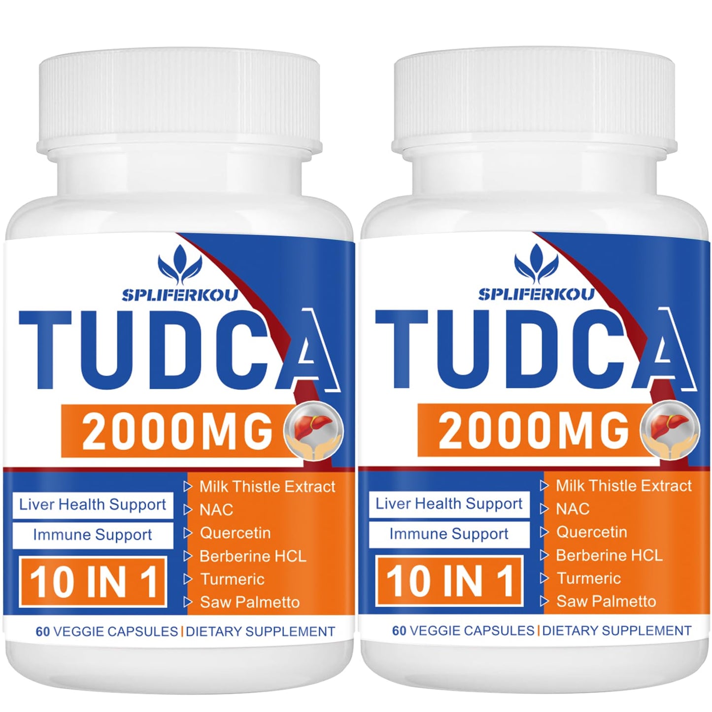 Spliferkou 2000mg Tudca Liver Support Supplement, Tudca Bile Salt with Milk Thistle and NAC, 120 Capsules