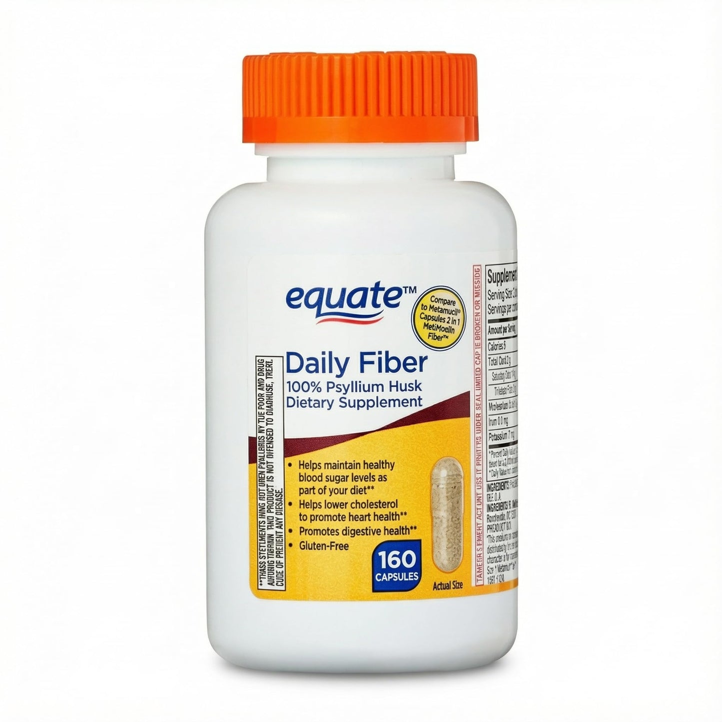 Generic Psyllium Husk Fiber Supplement Capsules, 160 Count
