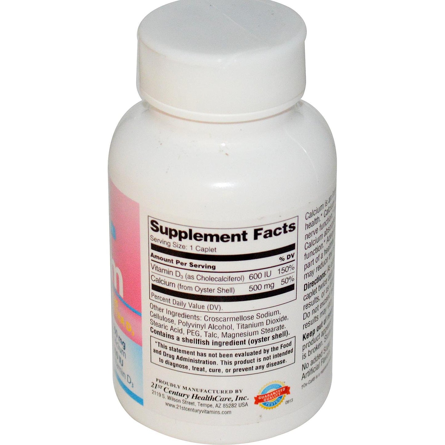 21st Century Calcium 500 + D3, 90 Tablets