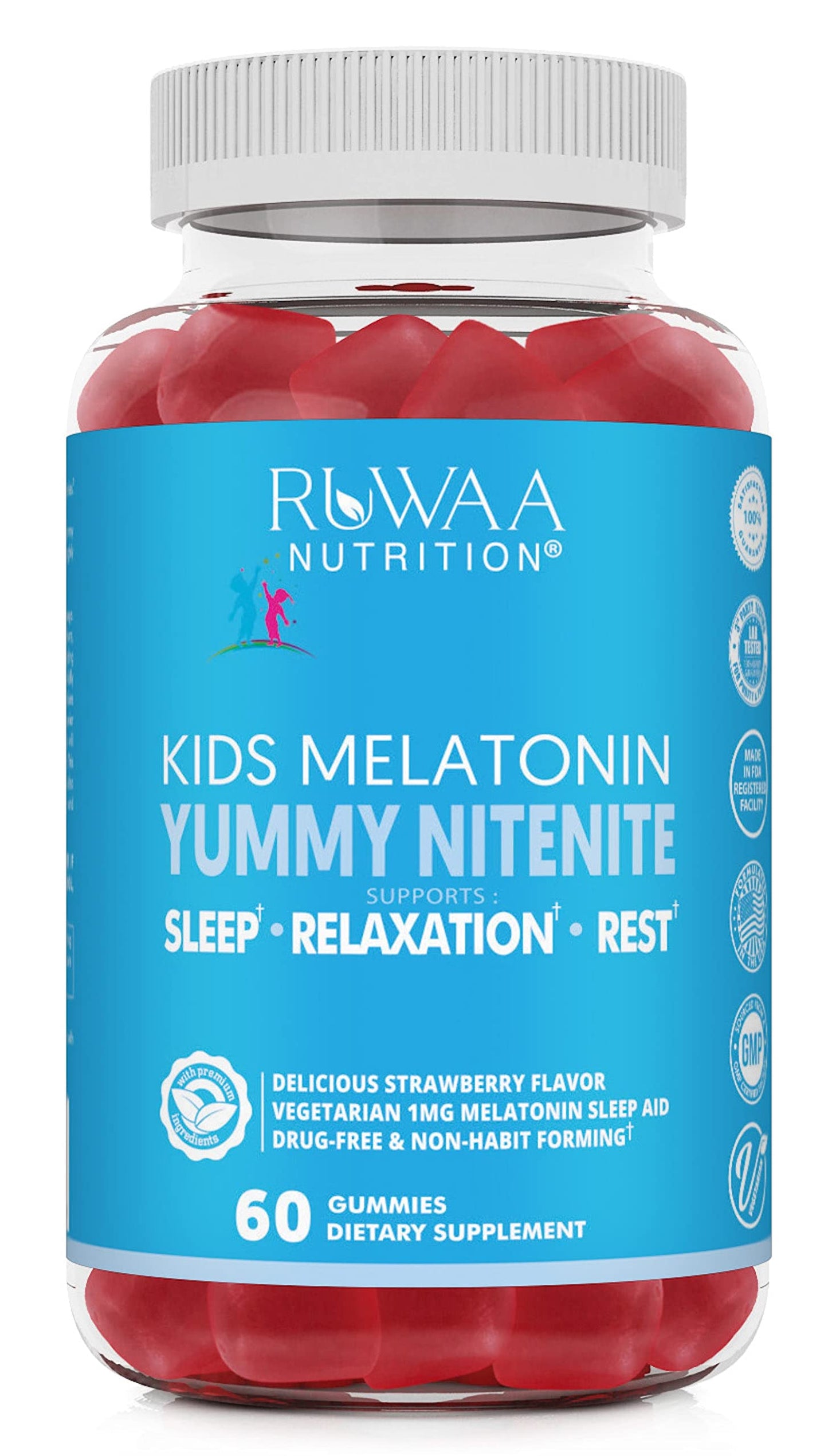 RUWAA NUTRITION Melatonin Kid Gummies Gummy 60 Count