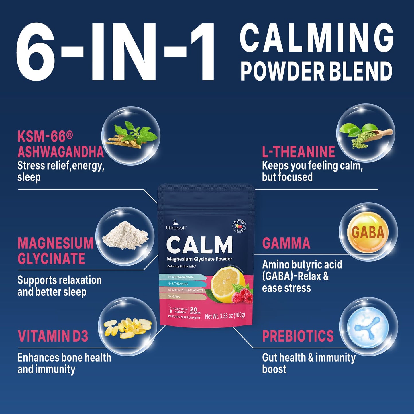 Lifebooil Calm Magnesium Powder 3.5 Ounce