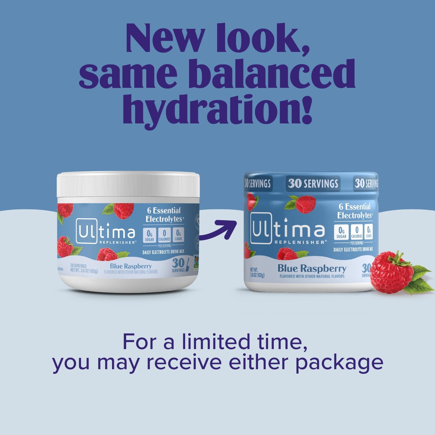 Ultima Replenisher Blue Raspberry Electrolytes Powder, 3.6 Ounce