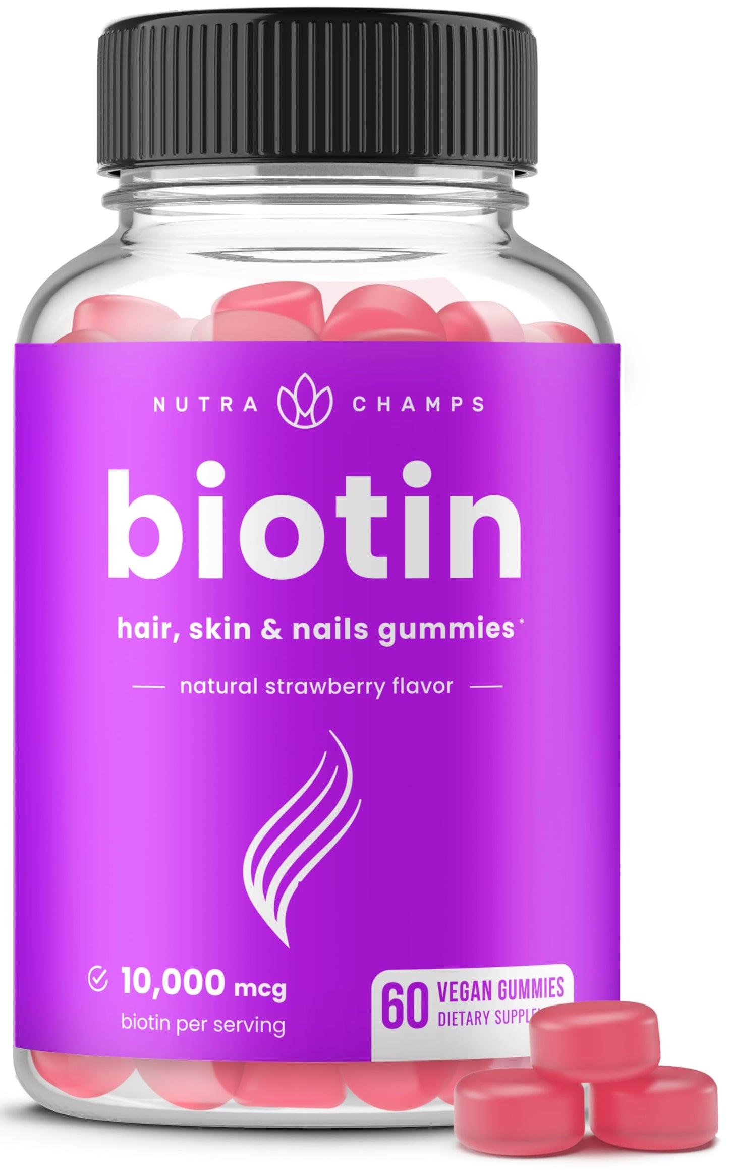 NutraChamps Biotin Gummies 10000mcg, 60 Count