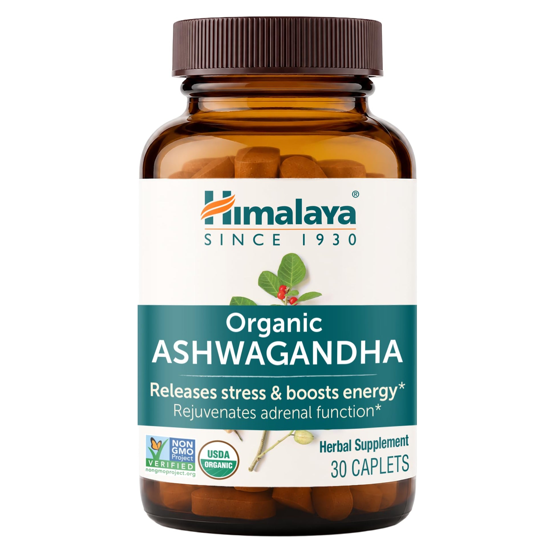 Himalaya USDA Organic Ashwagandha Root 670 mg Capsule, 30 Count
