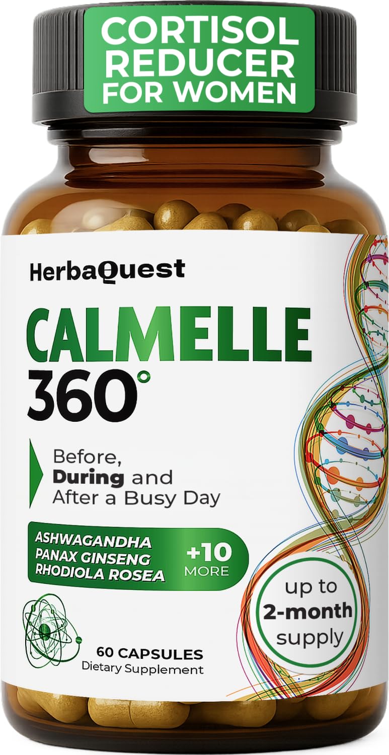 HerbaQuest Cortisol Reducer for Women with Rhodiola Rosea, Ashwagandha & L-Tyrosine Capsules, 60 Count
