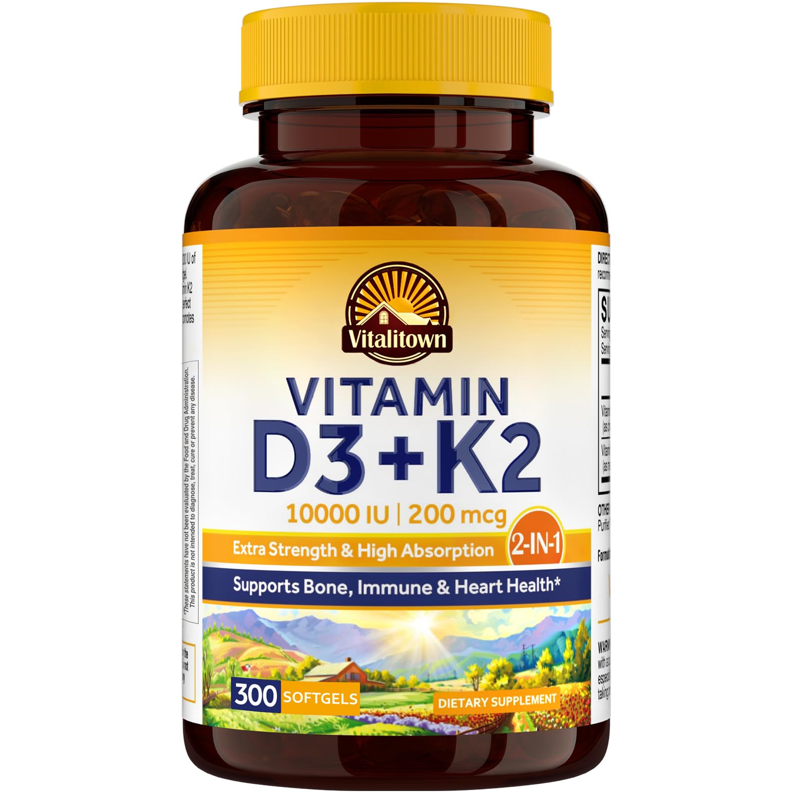 Vitalitown Vitamin D3 K2 Supplement Softgels 300