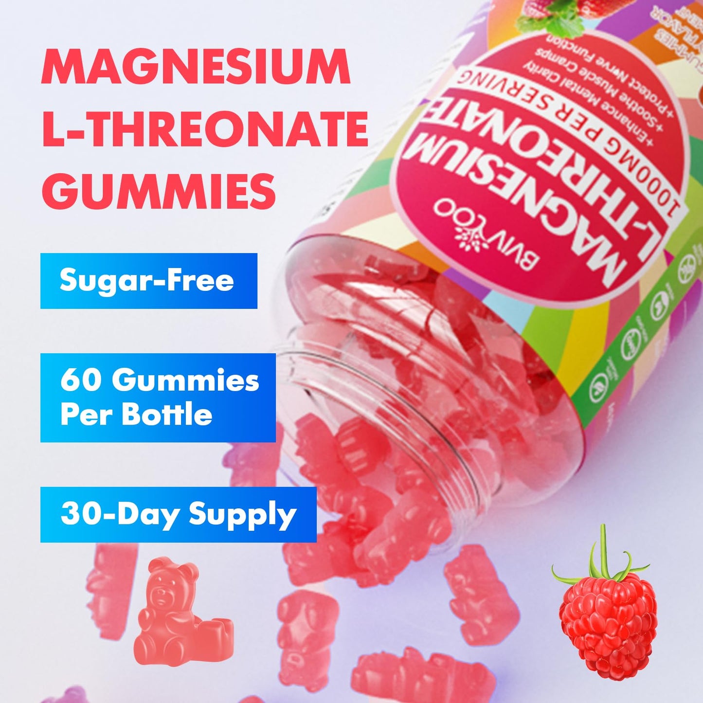 BVIVLOO Magnesium L-Threonate Gummy, 2-Pack