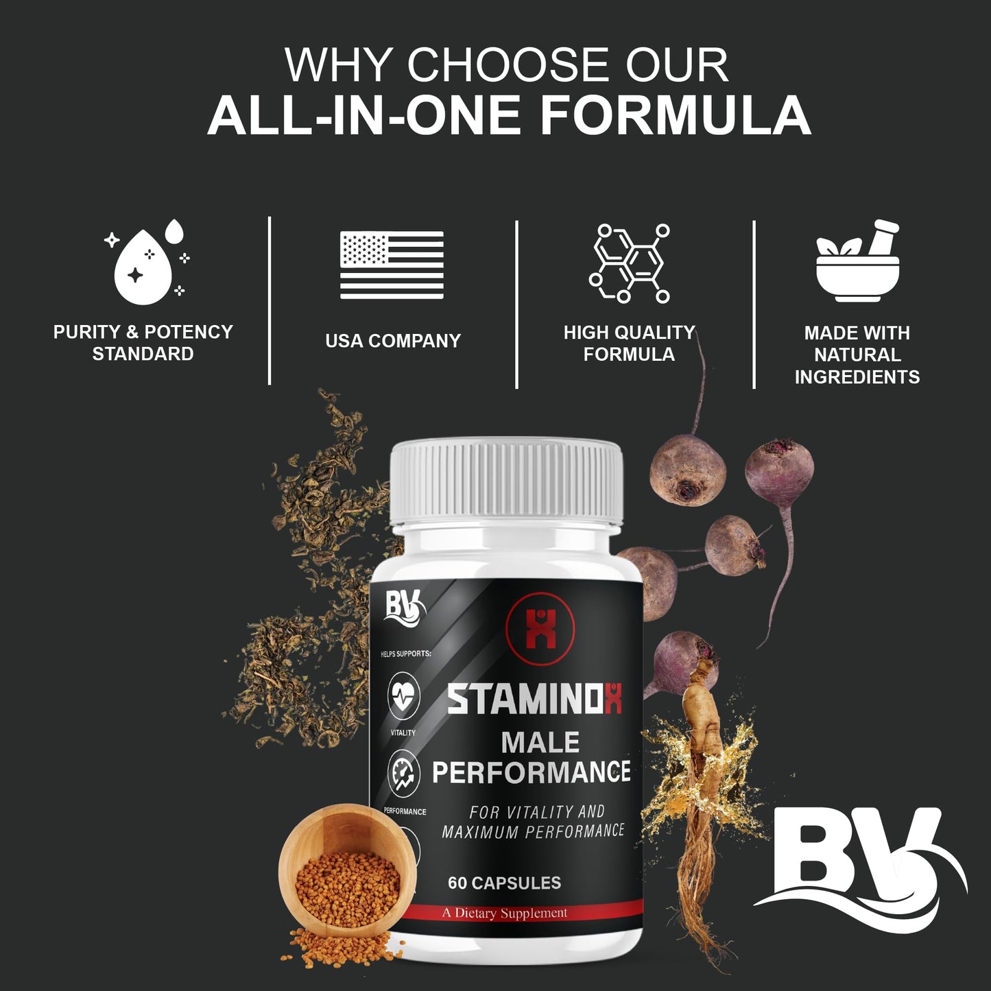 BLUE VIBE Staminox Premium Wellness and Advanced Health Management Supplement Capsule 120 Capsules