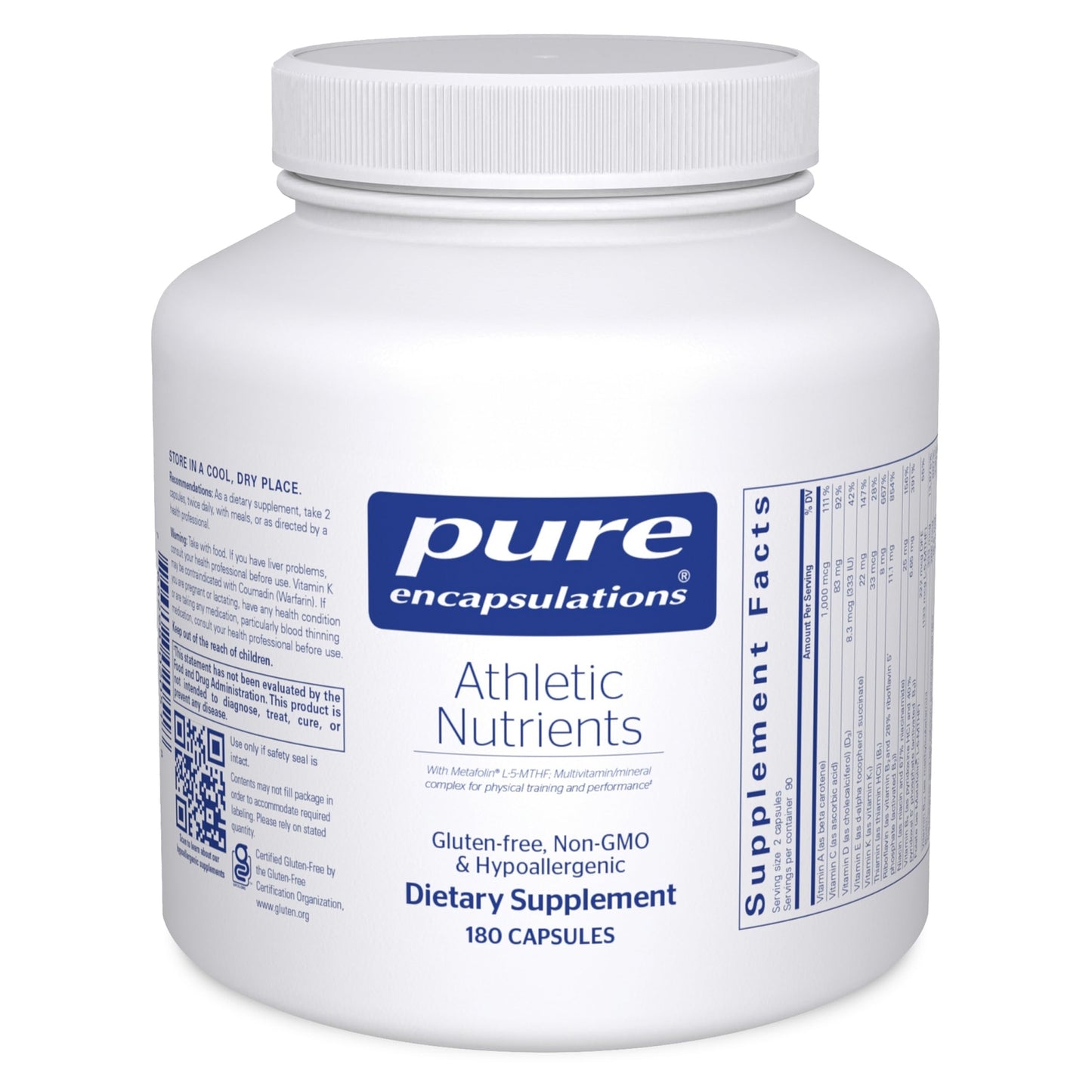 Pure Encapsulations Athletic Nutrients Multivitamin/Mineral Complex for Exercise Performance and Training Capsules 180