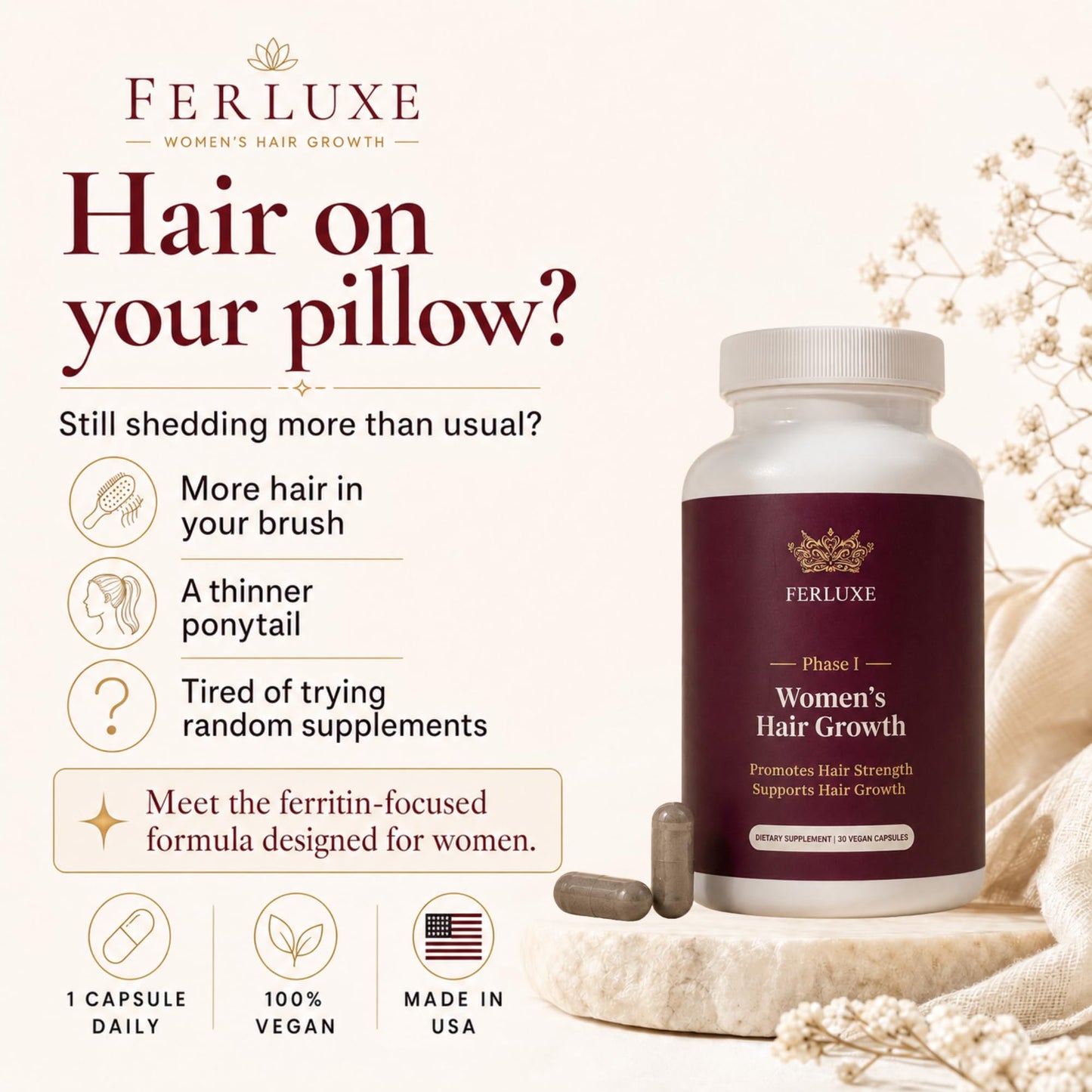 Ferluxe Ferritin Iron Supplement for Women Capsule 30 Count