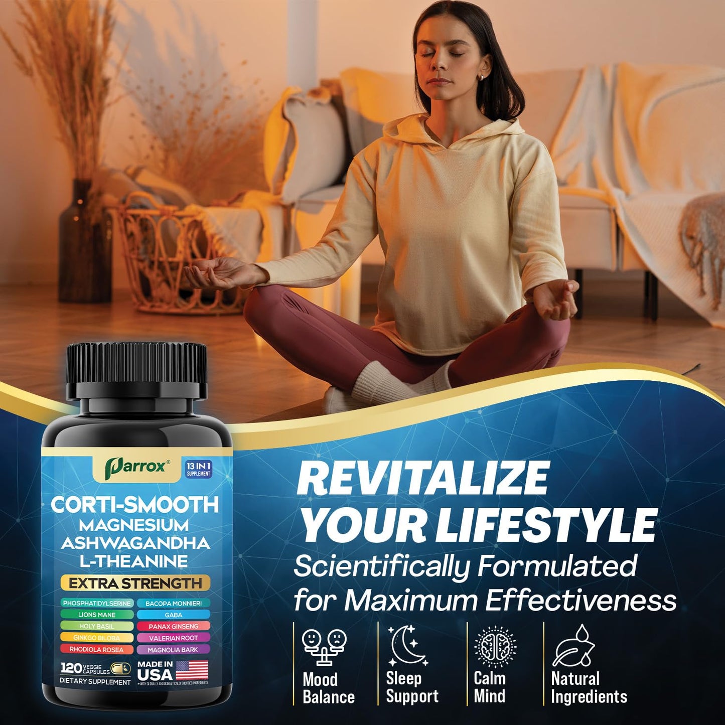 Parrox Corti-Smooth Cortisol Supplement Capsules, 120 Count