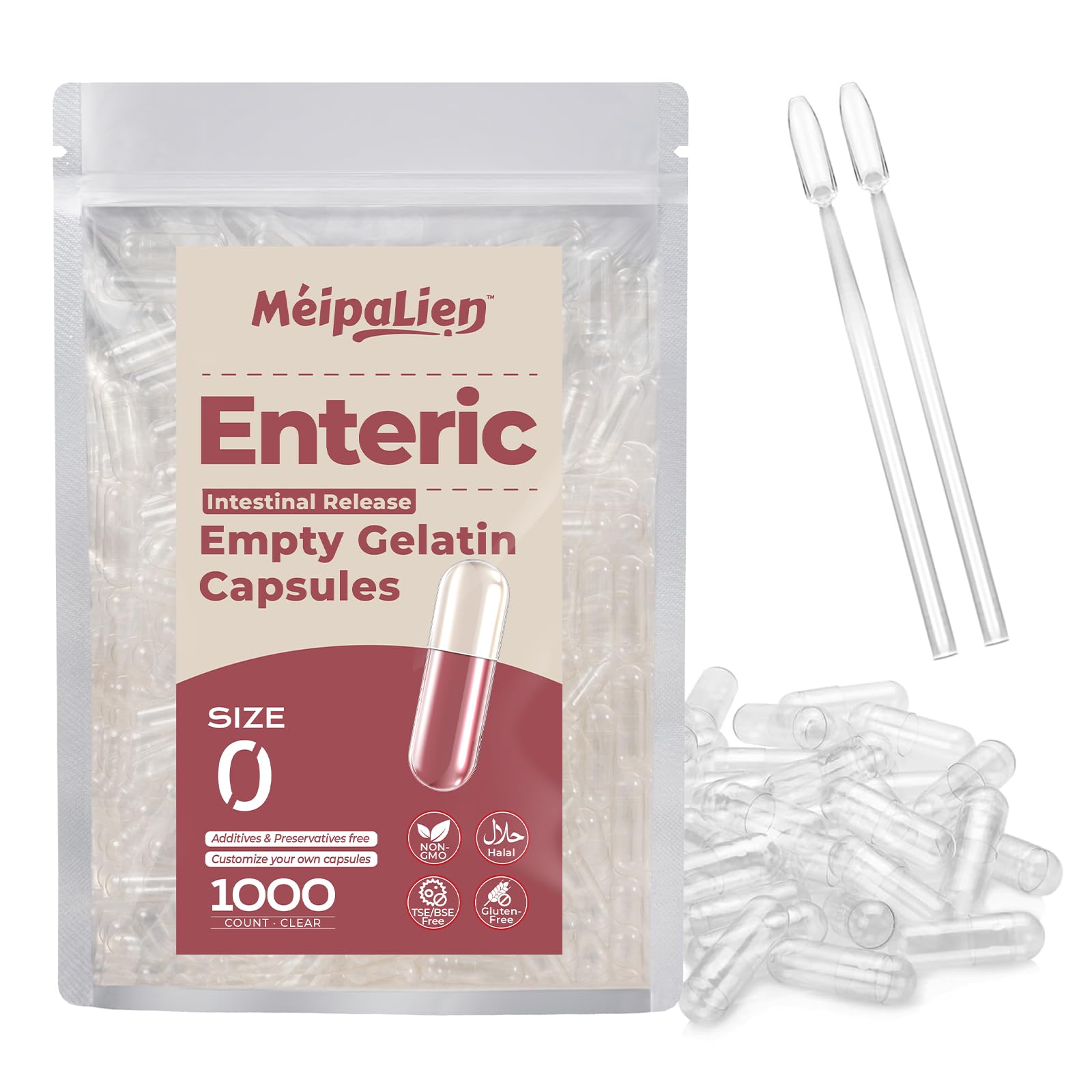 MéipaLien Enteric Coated Empty Gelatin Capsules 1000 Count