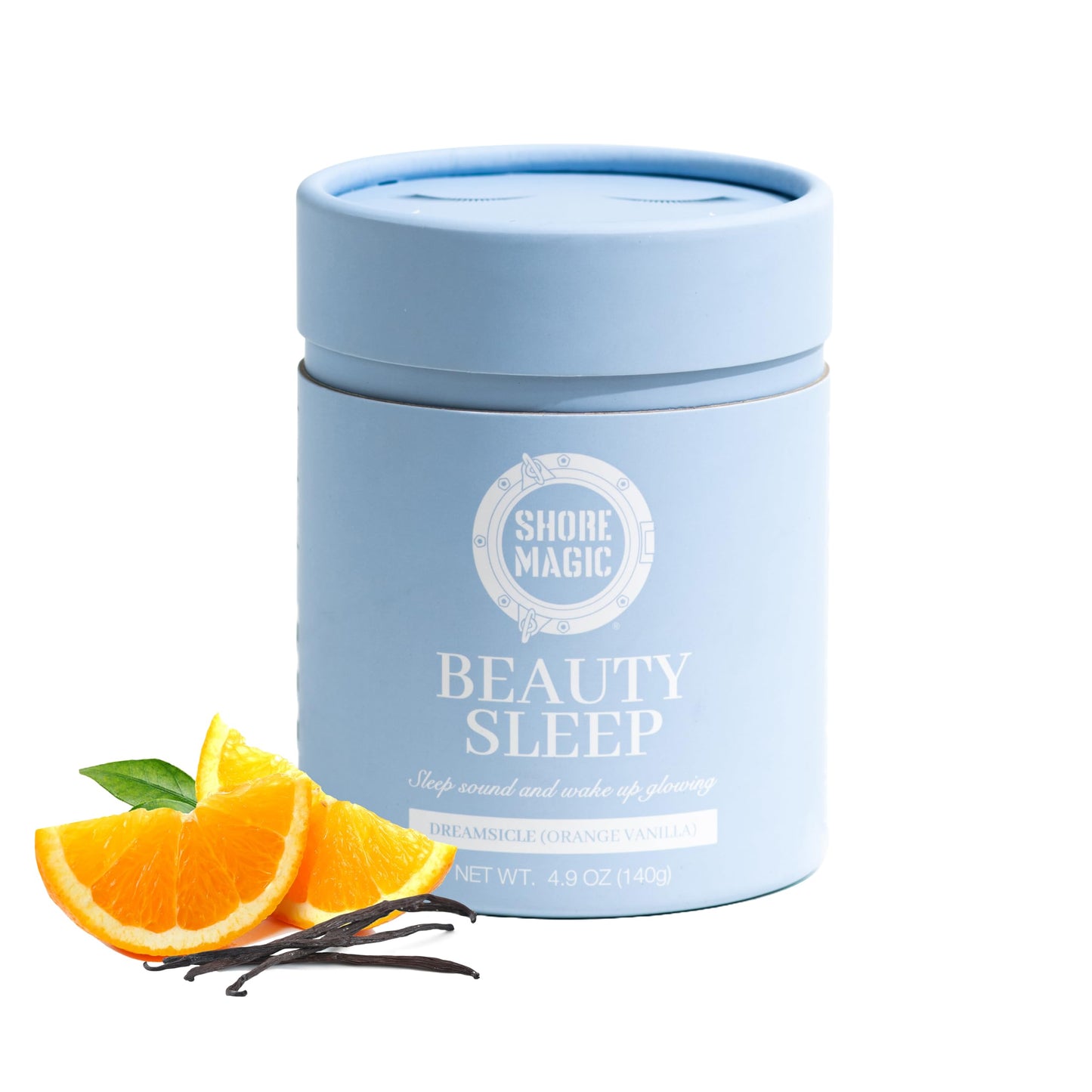 Shore Magic Beauty Sleep Marine Collagen Powder, 4.9 oz, with Magnesium Citrate & L-Theanine, Melatonin Free, Orange Vanilla
